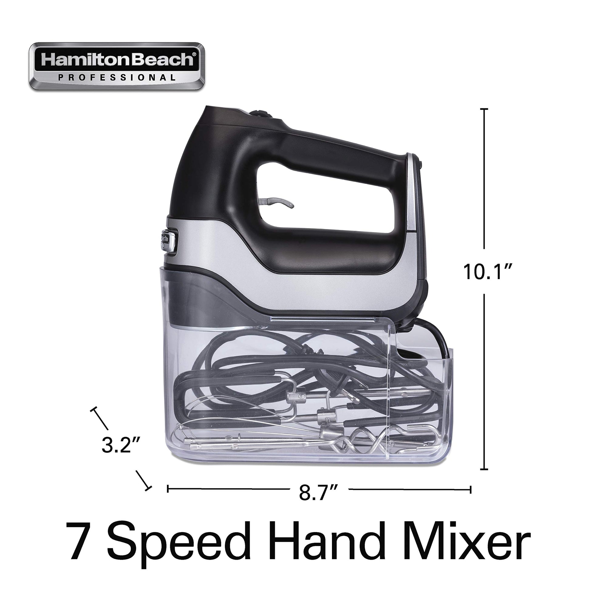 Hamilton Beach 62655 - Batidora (Batidora de mano, Negro, Acero inoxidable, Batir, Mezcla, Mezcla, DC, QuickBurstTM, Soft ScrapeTM, KitchenAid®f, 221 mm)