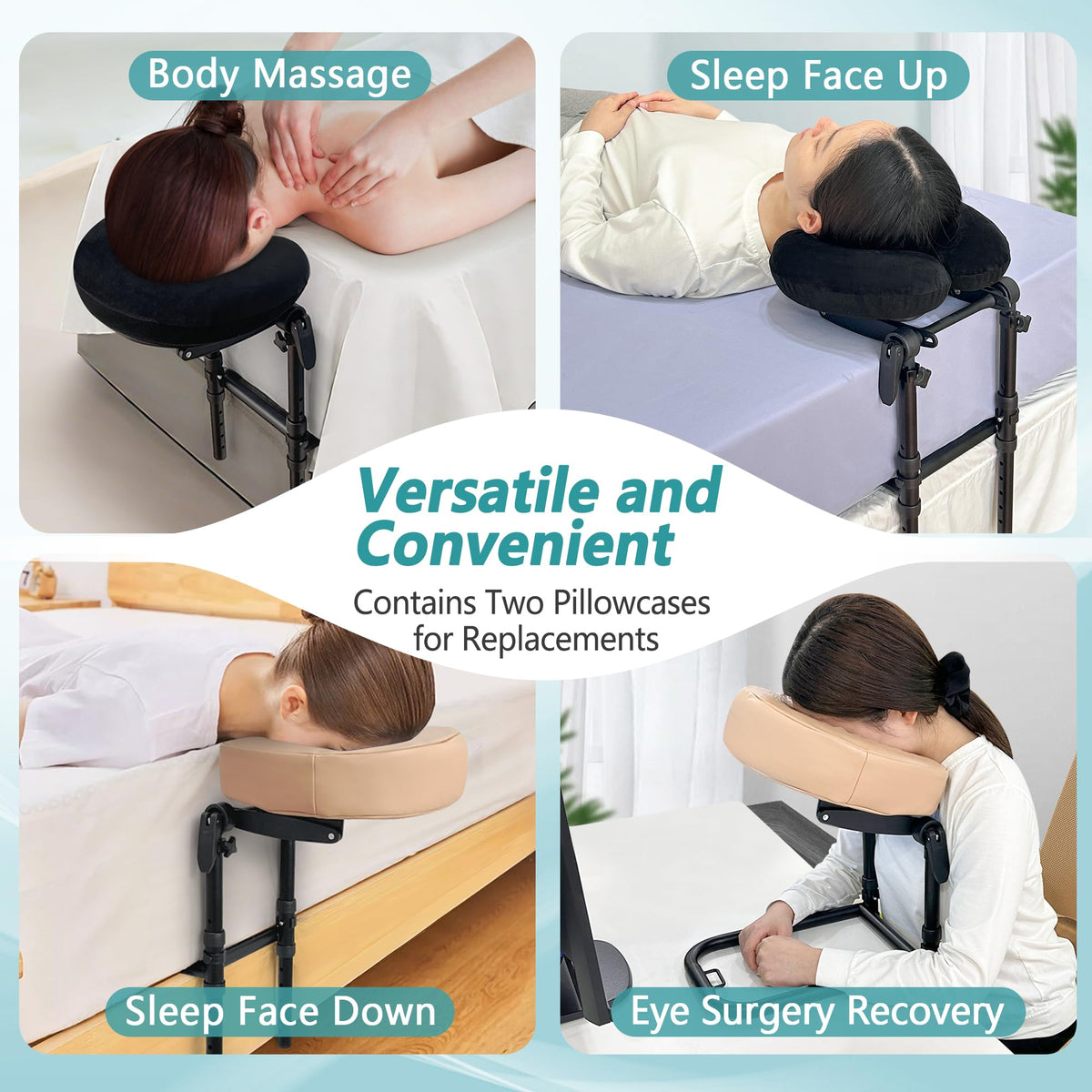 Kit de Masaje KAAMOS para Colchón en el Hogar con Reposacabezas Ajustable y Almohada Facial