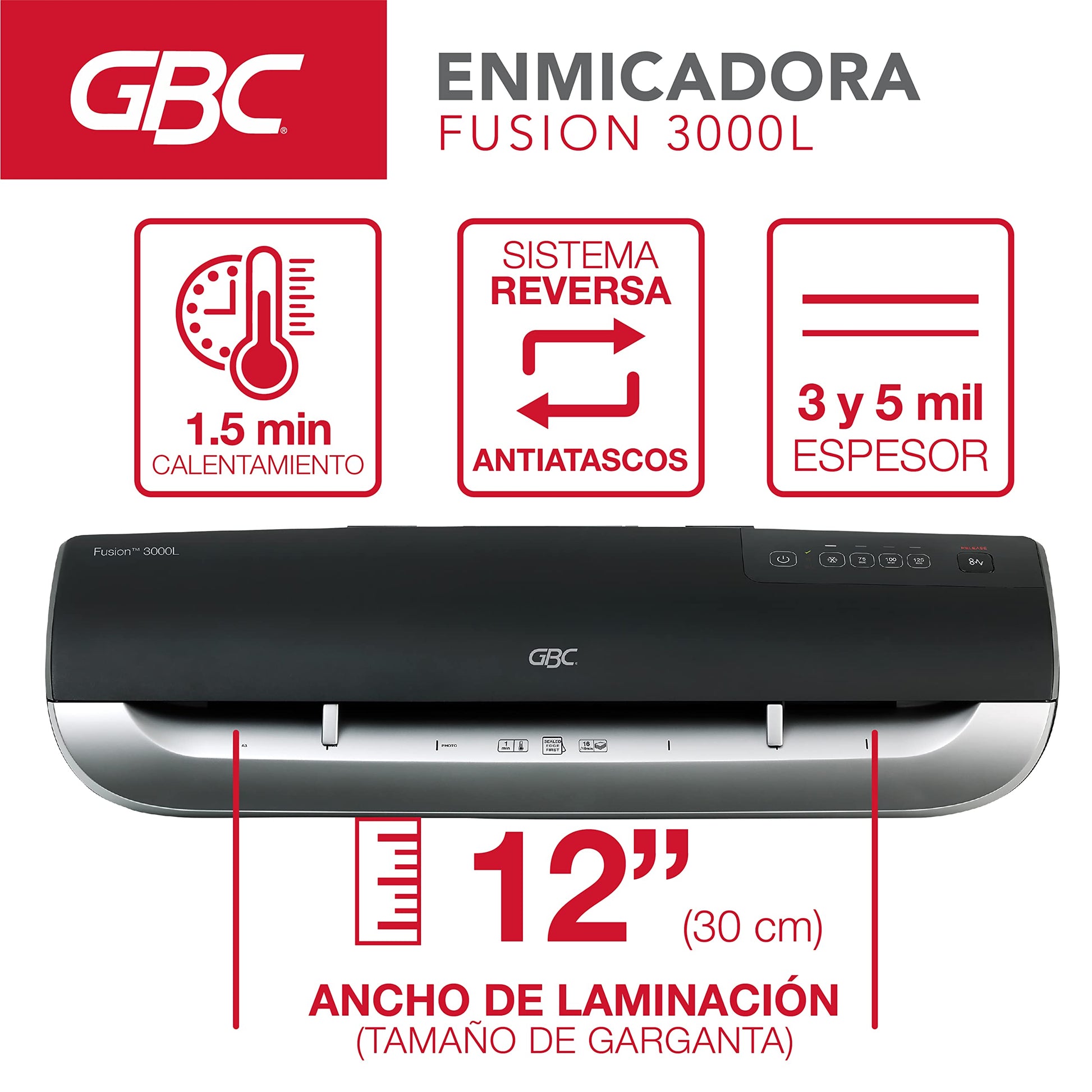 Gbc Enmicadora térmica Fusion 3000L 12", 3 y 5 milésimas. P3811