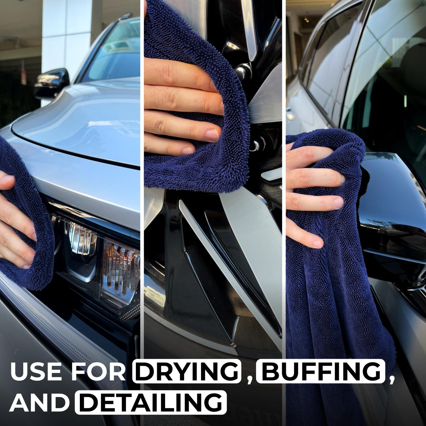 Toalla de Secado Profesional WEST BROS XL Gris Trenzado Doble para Coche