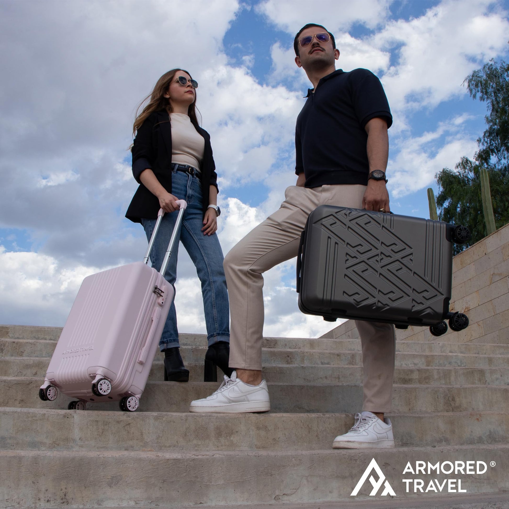 Maleta De Viaje Carry On 20" de Mano Cabina 10kg Rígida Doble Refuerzo Con * TSA Lock * Luggage suitcase Armored Travel (Gris)