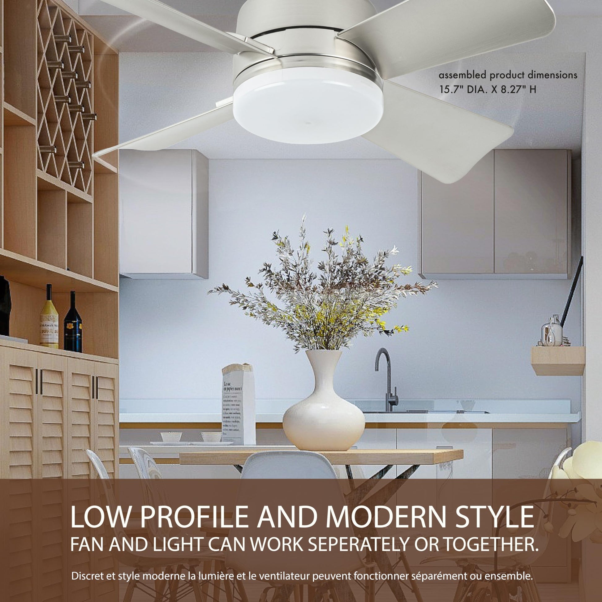 Bell+Howell Socket Breeze Cool Light Deluxe Silver - Ventiladores de techo con luces LED y control remoto, repuesto para foco - recámara, cocina, sala de estar, 1000 lúmenes / 5000 Kelvins