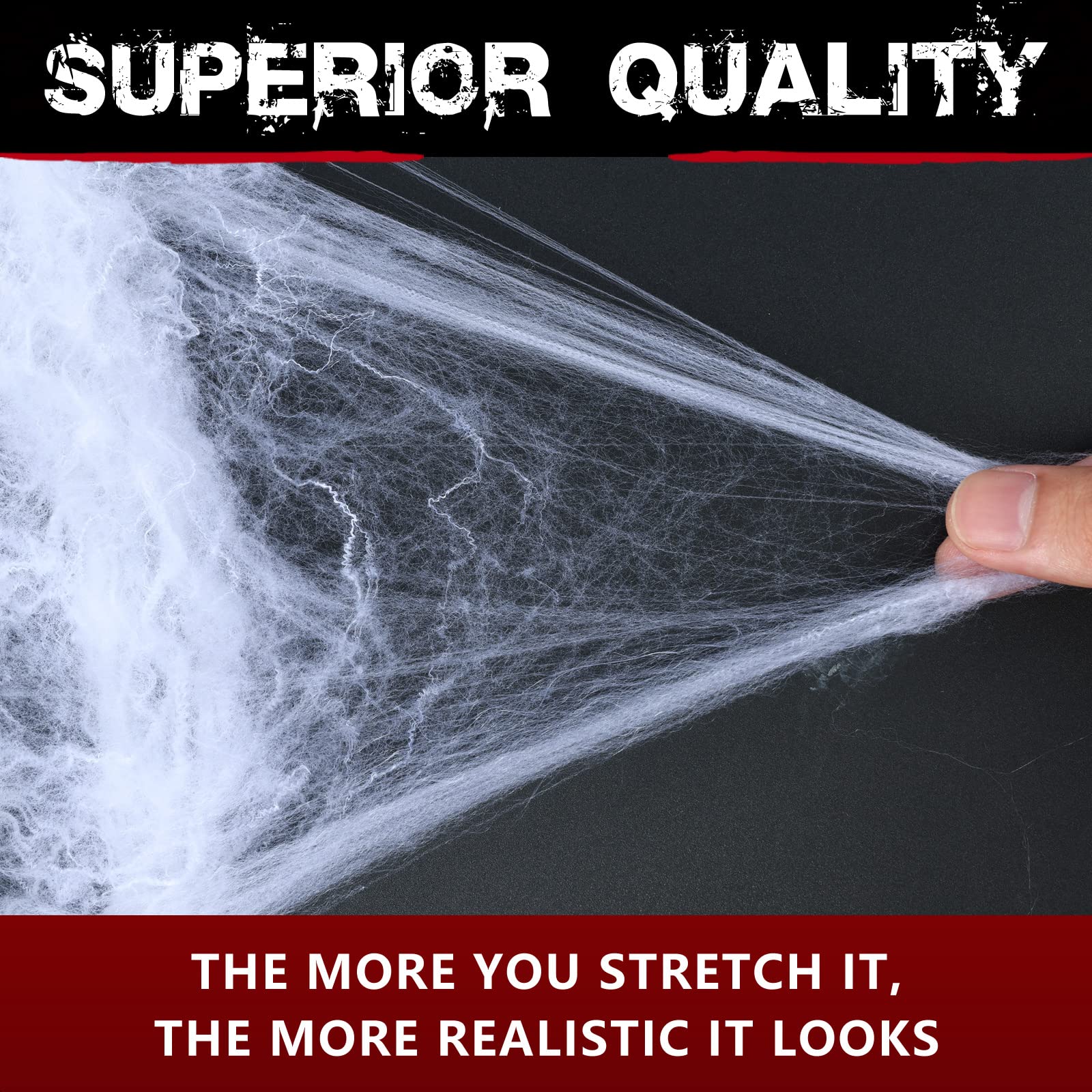 80sqm Spider Webs Halloween Decorations Bonus with 30 Fake Spiders, Super Stretch Cobwebs for Halloween Indoor and Outdoor Party Supplies