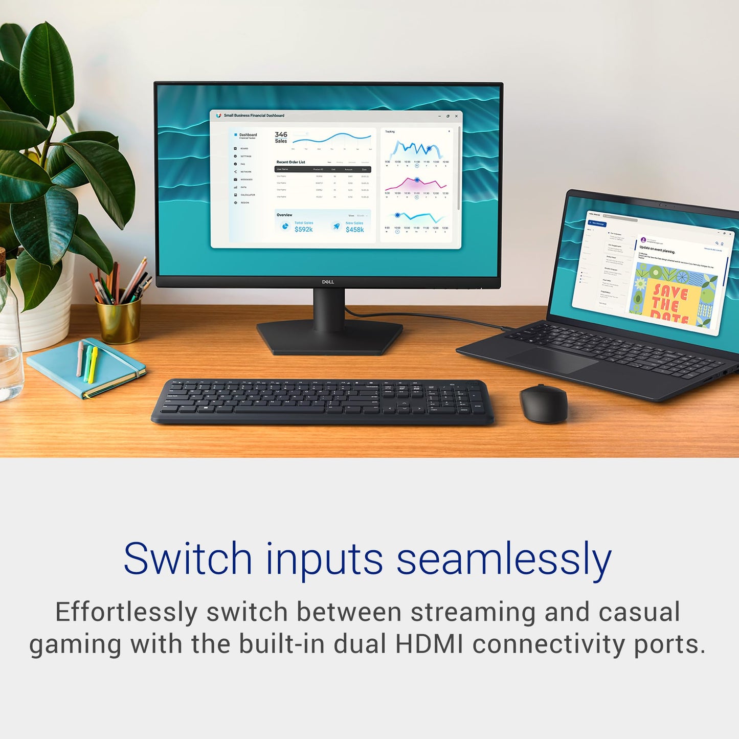DELL 24 Display SE2426H 23.8" FHD (1920 x 1080) 144Hz 1ms, tecnología IPS (conmutación en Plano), AMD FreeSync, TÜV 3-Star 2X HDMI, inclinación