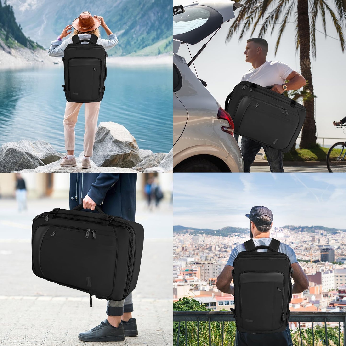 Mochila de Viaje Vancropak Negro Expandible 50L Impermeable para Mujer y Hombre