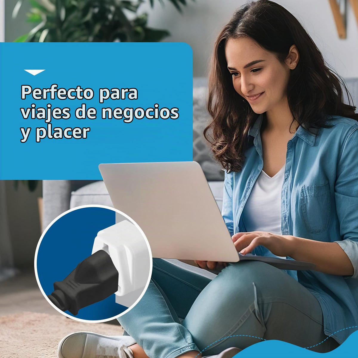 Adaptador de Enchufe Universal Ceptics Negro con Toma a Tierra