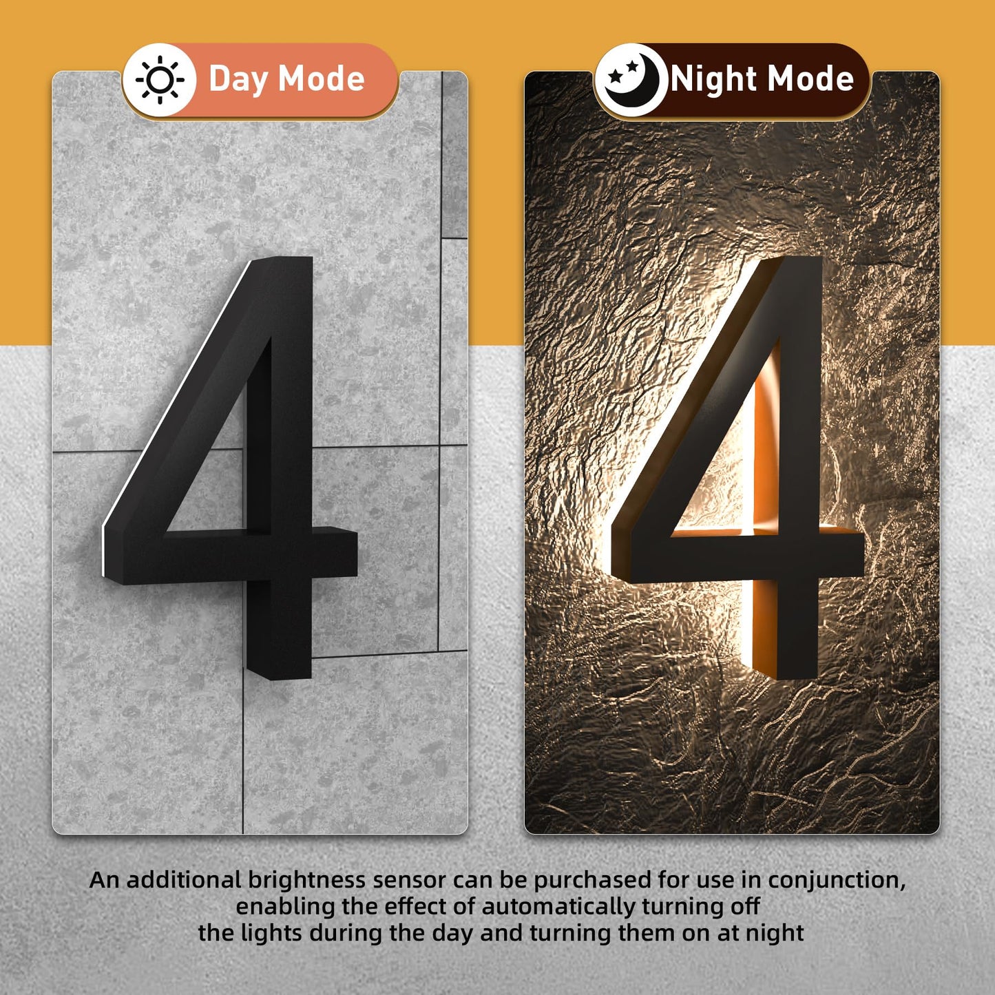 Números de Casa LED MIDIT Acero Inoxidable Acrílico Retroiluminados 7 Pulgadas Impermeables