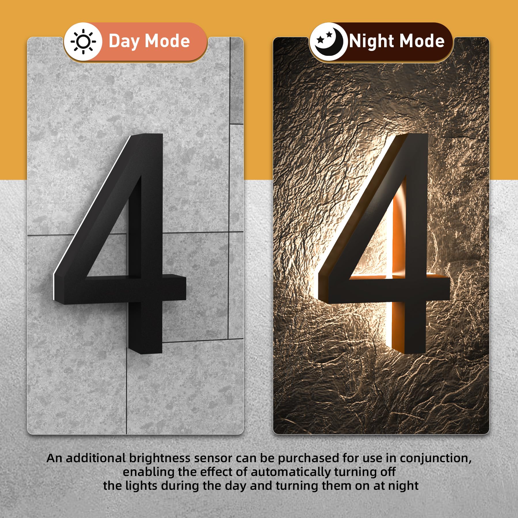 Números de Casa LED MIDIT Acero Inoxidable Acrílico Retroiluminados 7 Pulgadas Impermeables