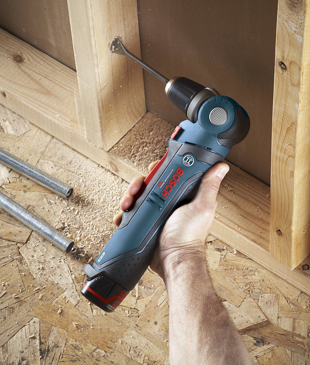 Bosch PS11-102 Kit de taladro atornillador en ángulo recto, 3/8", iones de litio12 V máx., con (1) batería de alta capacidad y cargador
