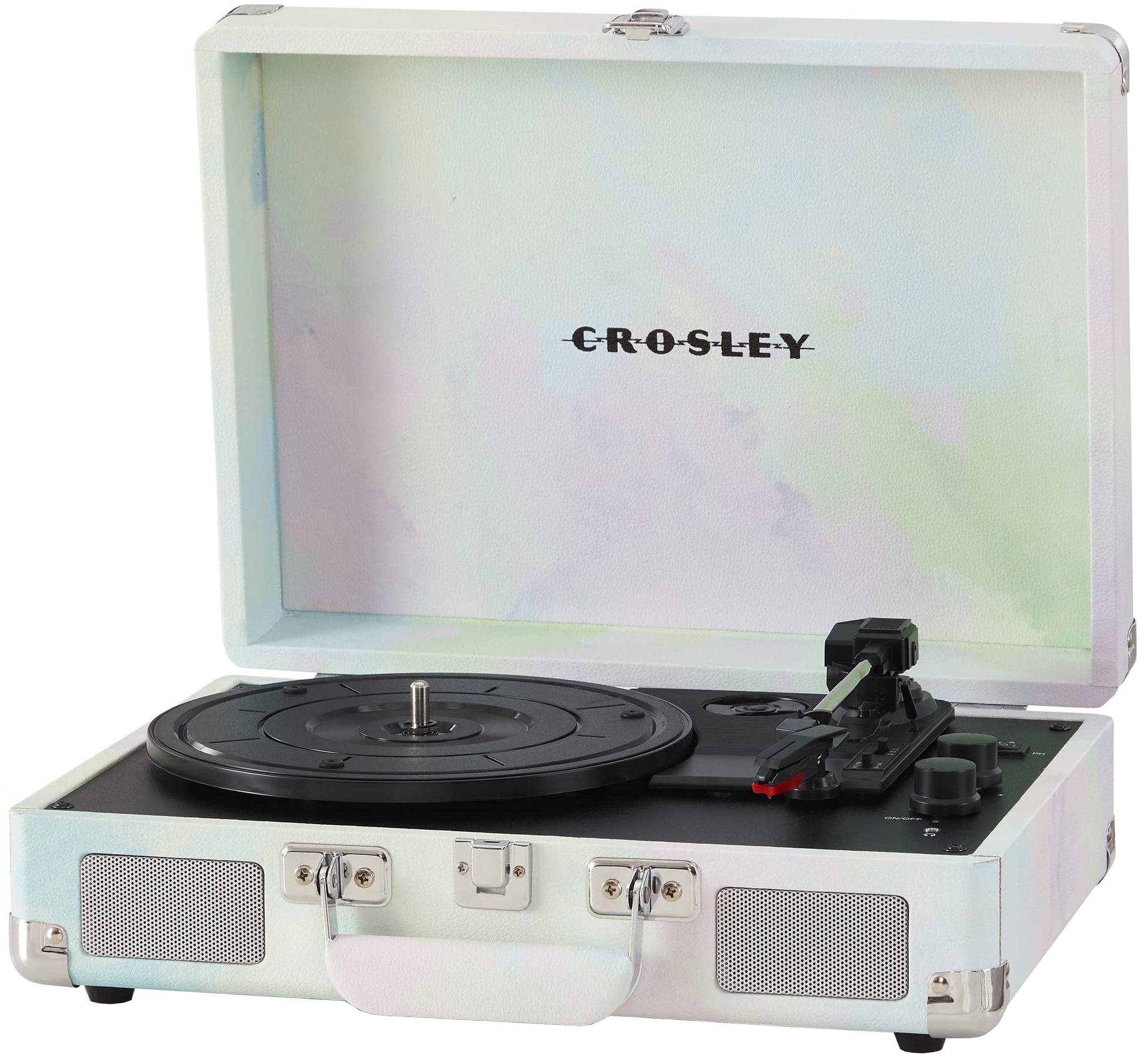 Crosley CR8005F-GW Cruiser Plus clásico 3 velocidades Bluetooth In/out veliz Tocadiscos de Vinilo Tocadiscos Verde Acuarela