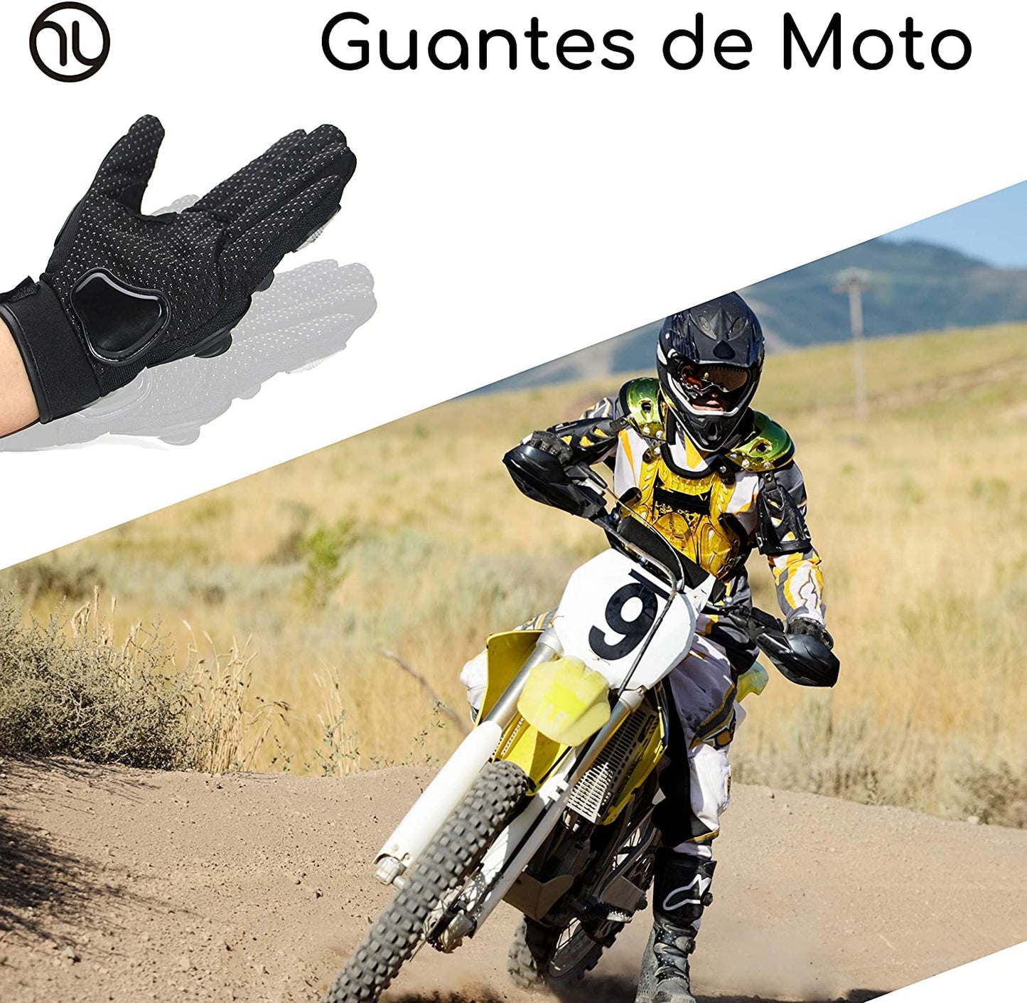 hanylish Guantes para Motociclista, Antideslizante, Cómodos y Ligeros para Hombre y Mujer, Protección Completa con Sensores Táctiles, Accesorios para Moto, Bicicleta y Senderismo (Negro - Verde, XXL)