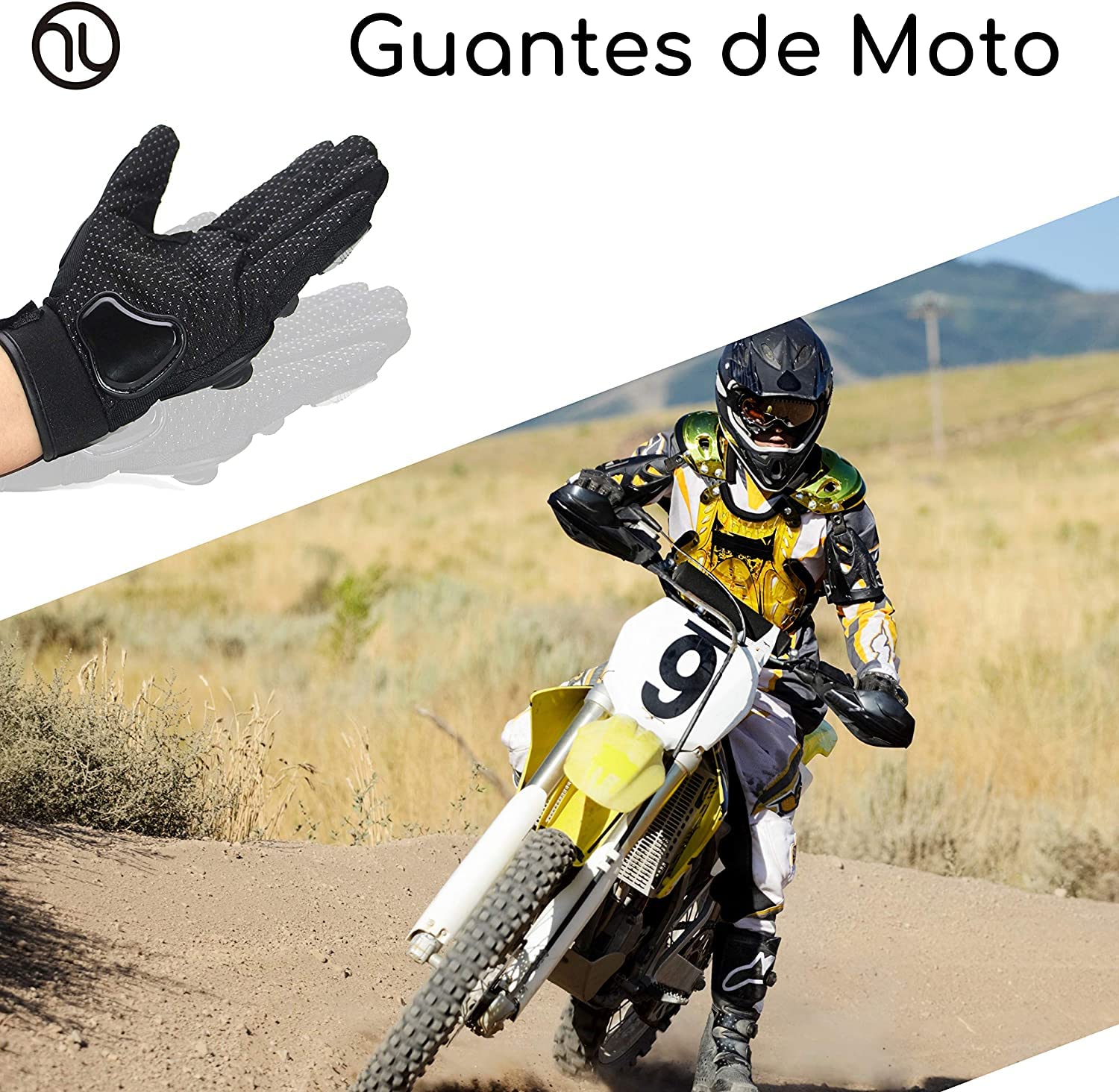 hanylish Guantes para Motociclista, Antideslizante, Cómodos y Ligeros para Hombre y Mujer, Protección Completa con Sensores Táctiles, Accesorios para Moto, Bicicleta y Senderismo (Negro - Verde, XXL)