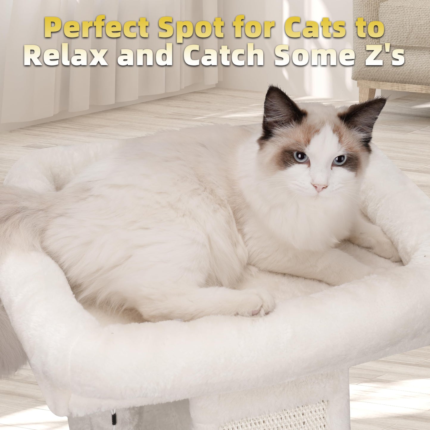 TWDEPART - Hamaca Colgante para árbol para Gatos con condominio para Gatos, Color Beige