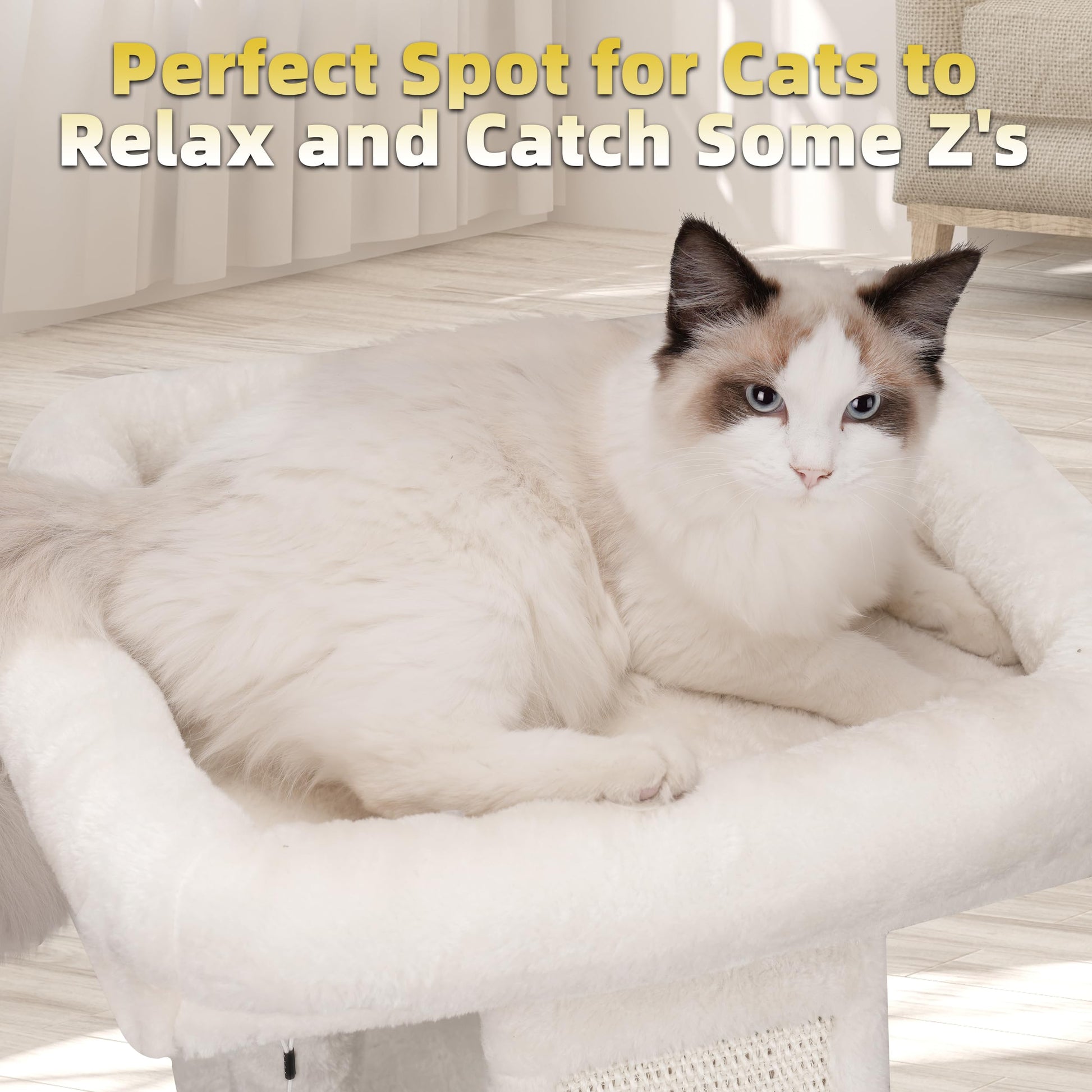 TWDEPART - Hamaca Colgante para árbol para Gatos con condominio para Gatos, Color Beige
