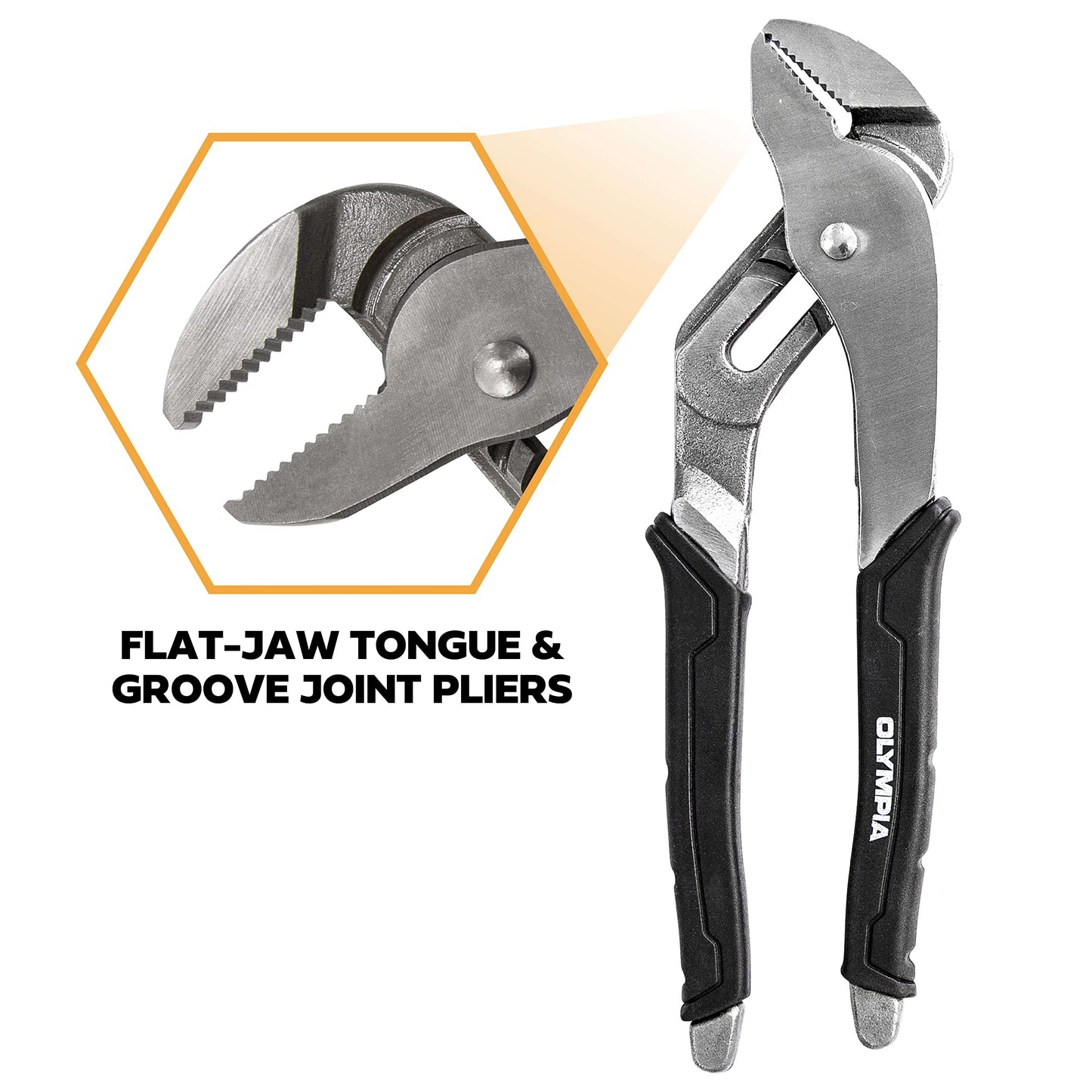 Olympia Tools Alicates de articulación de ranura de 25,4 cm | 87-427 | Agarre ergonómico | Dientes endurecidos de precisión | Construcción de acero forjado por gota | tratado con calor | Mandíbula ajustable.