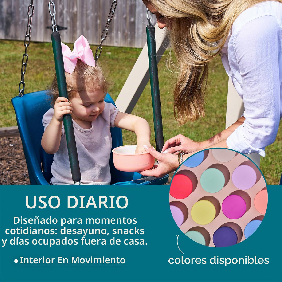 Pandaloo - Cuencos de porcelana para niños con funda y tapa de silicona extraíble, base de succión fuerte, apto para microondas y lavavajillas, a prueba de niños pequeños, cuencos de alimentación de