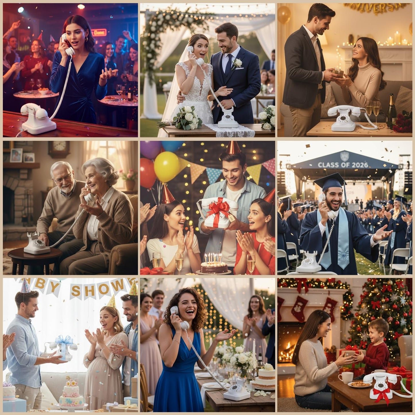 ROOMEDAL Libro de Visitas de Audio para Bodas, Teléfono Vintage con Mensaje de Voz y Caja de Regalo Premium para Eventos Especiales, Despedida de Soltera, Fiesta de Cumpleaños, Baby Shower