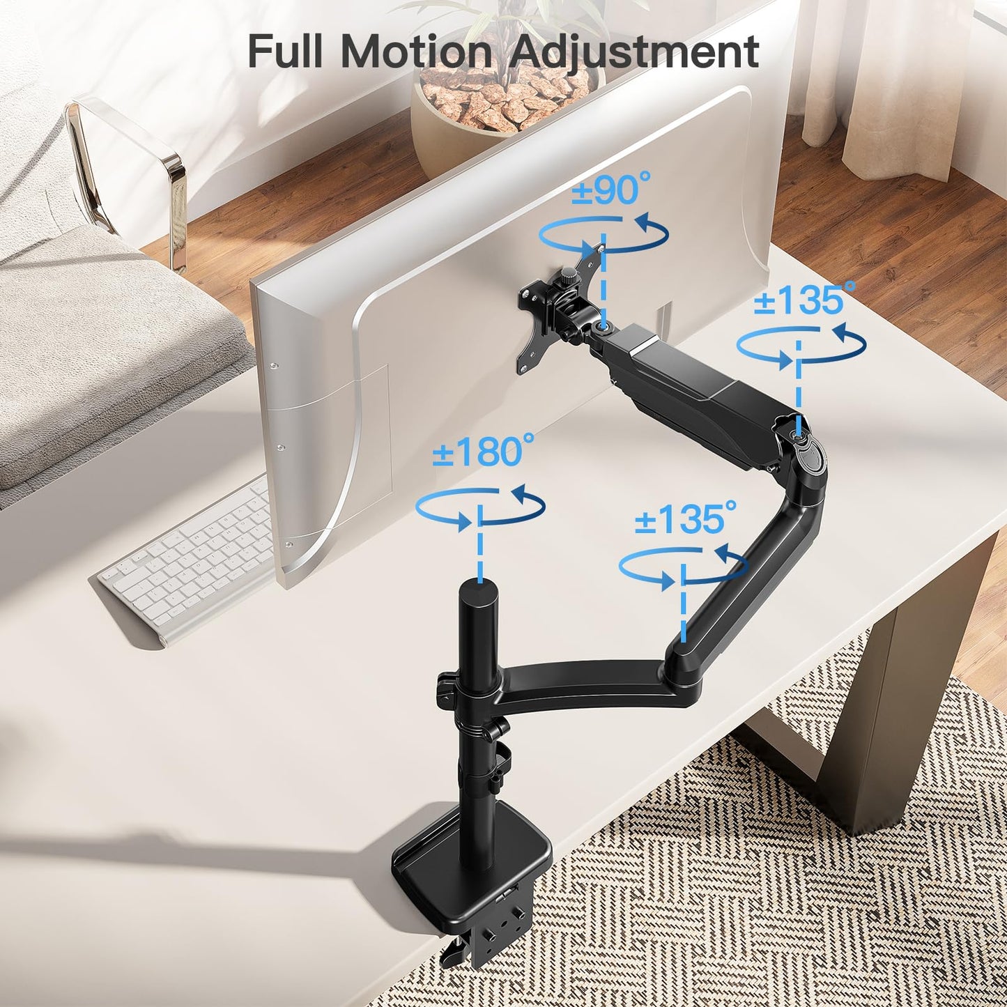 Brazo de Monitor Mountup Negro Extra Largo de 27 Pulgadas para Monitores de 13-32 Pulgadas