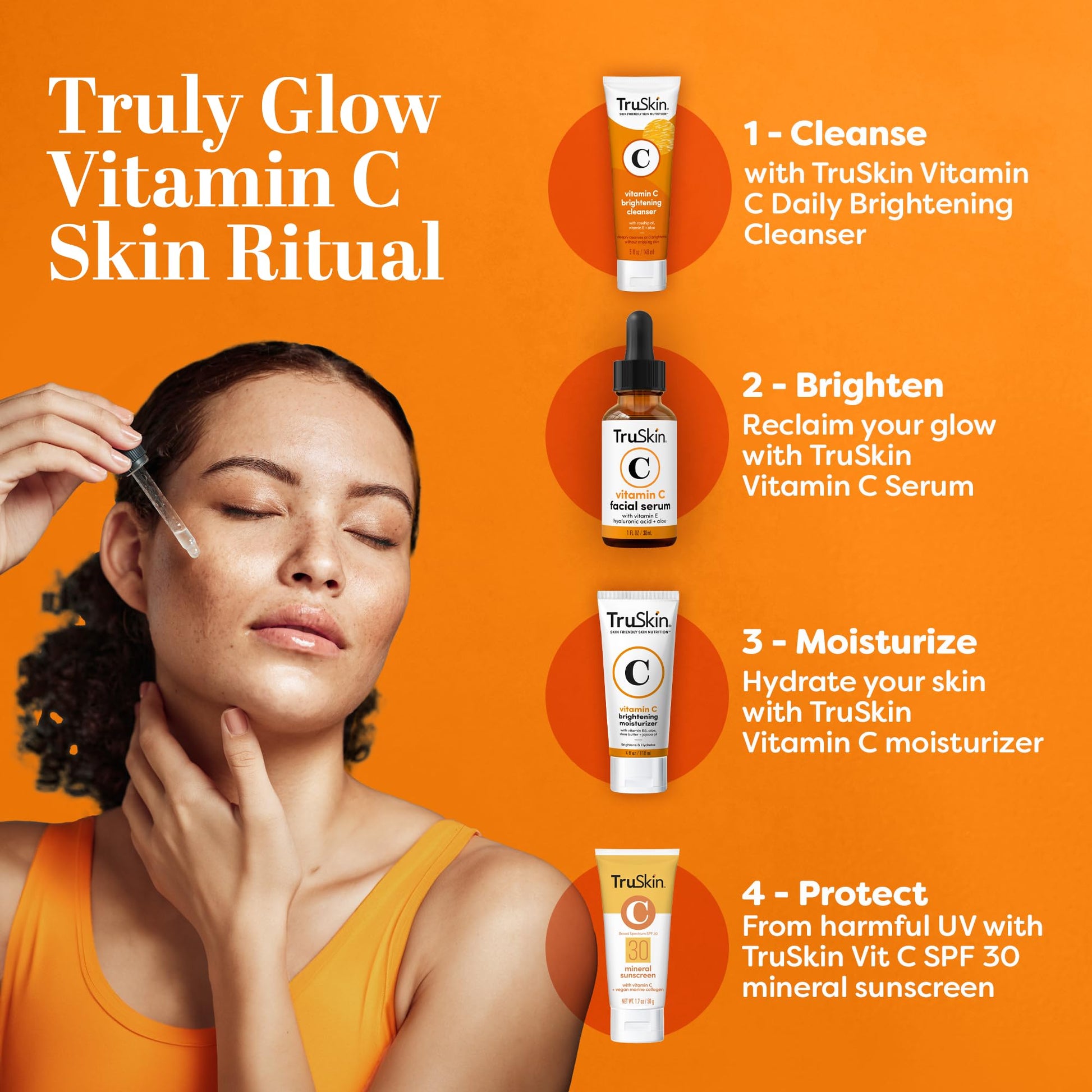 TruSkin Naturals Vitamin C Serum for Face, Topical Facial Serum with Hyaluronic Acid & Vitamin E, 1 fl oz.