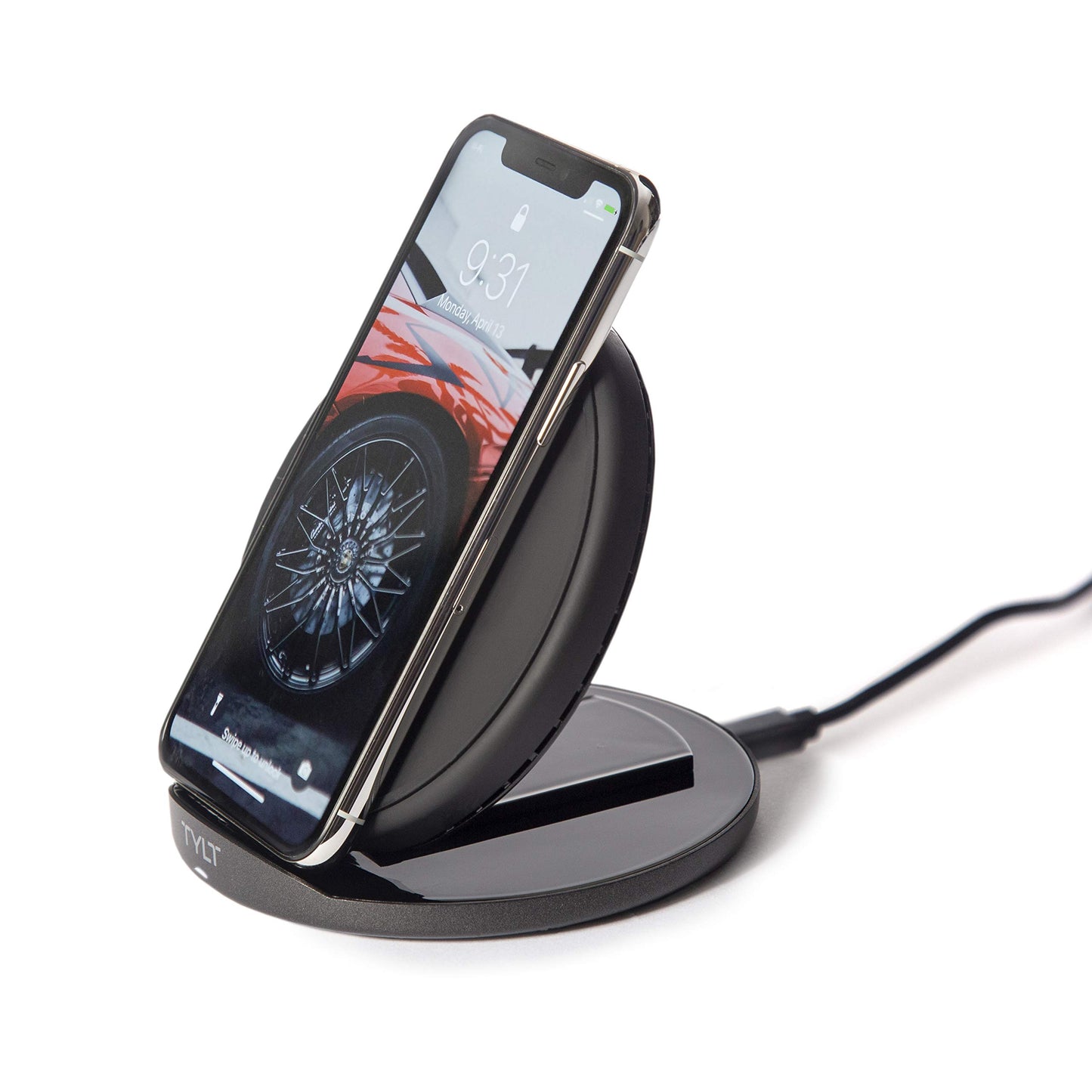 TYLT Crest - Cargador inalámbrico Qi de computadora convertible de 10 W, color negro