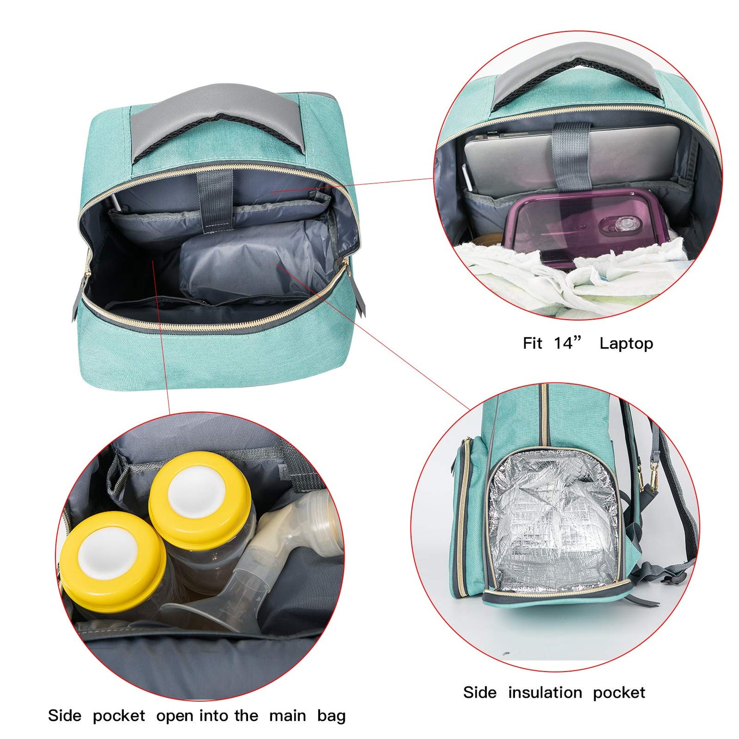 Mochila de extracción de leche para pañales, mochila multifunción para trabajo al aire libre con bolsillo aislante, forro polar verde con licencia oficial de star wars silent one crew., L