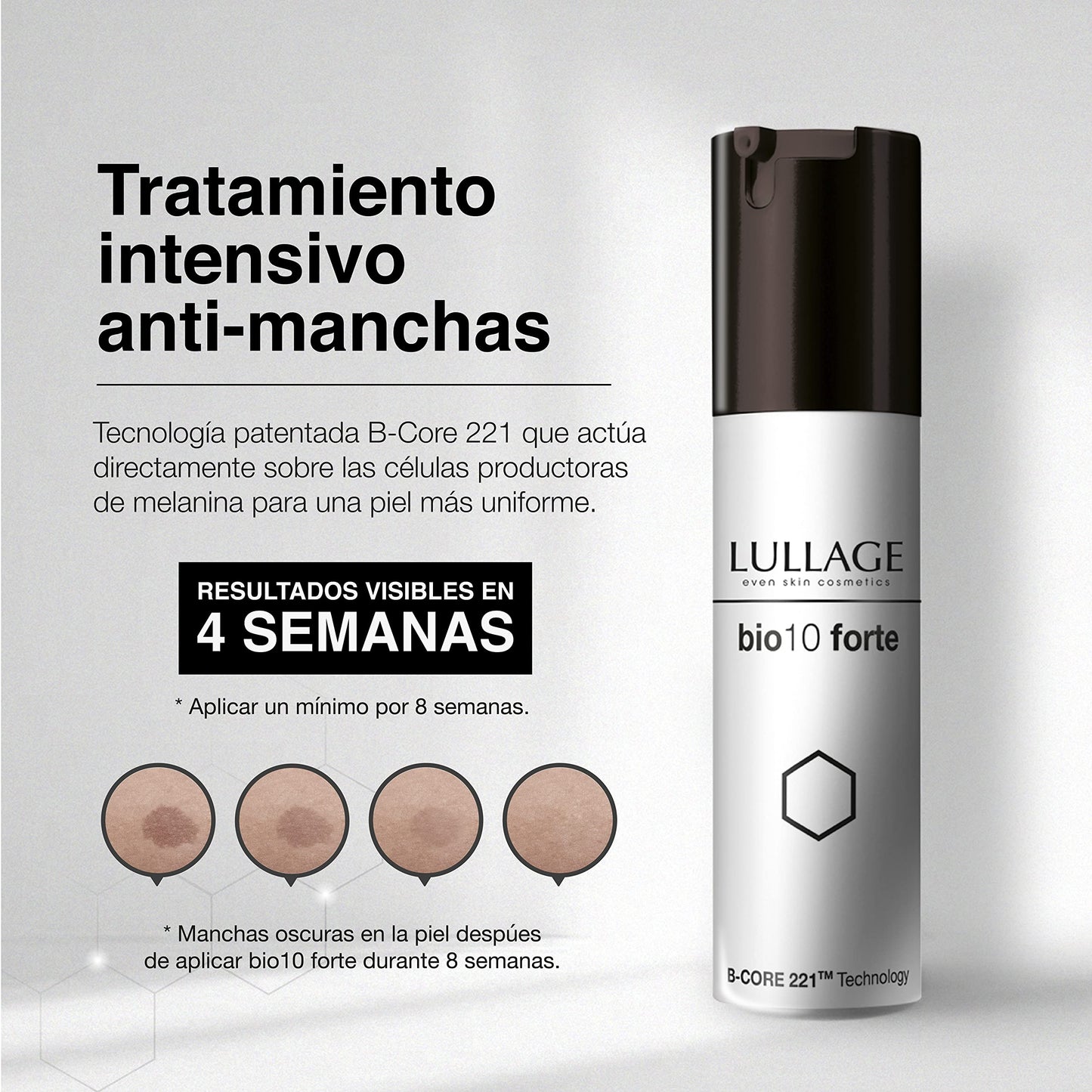LULLAGE, Bio 10 Forte, Crema Antimanchas Intensiva para Pieles Sensibles, Despigmentante Facial, Tratamiento para Manchas Oscuras en la Cara, 30 ml