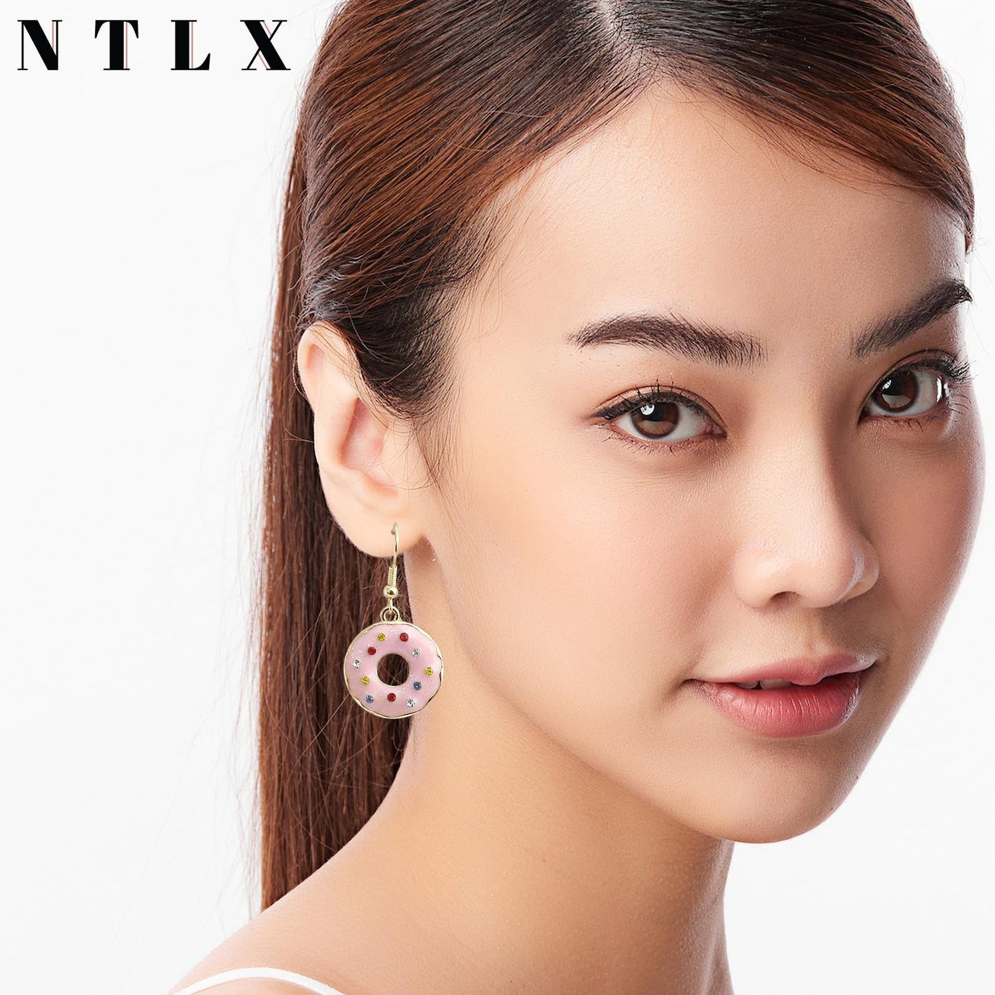 arete colgantes para mujer con forma de postre, helado, cono de helado, rosquilla, té de burbujas Boba, magdalenas, para amantes de la comida, hermosos colores pastel, chapado en oro, con caja de regalo incluida, Zinc, No es una piedra preciosa