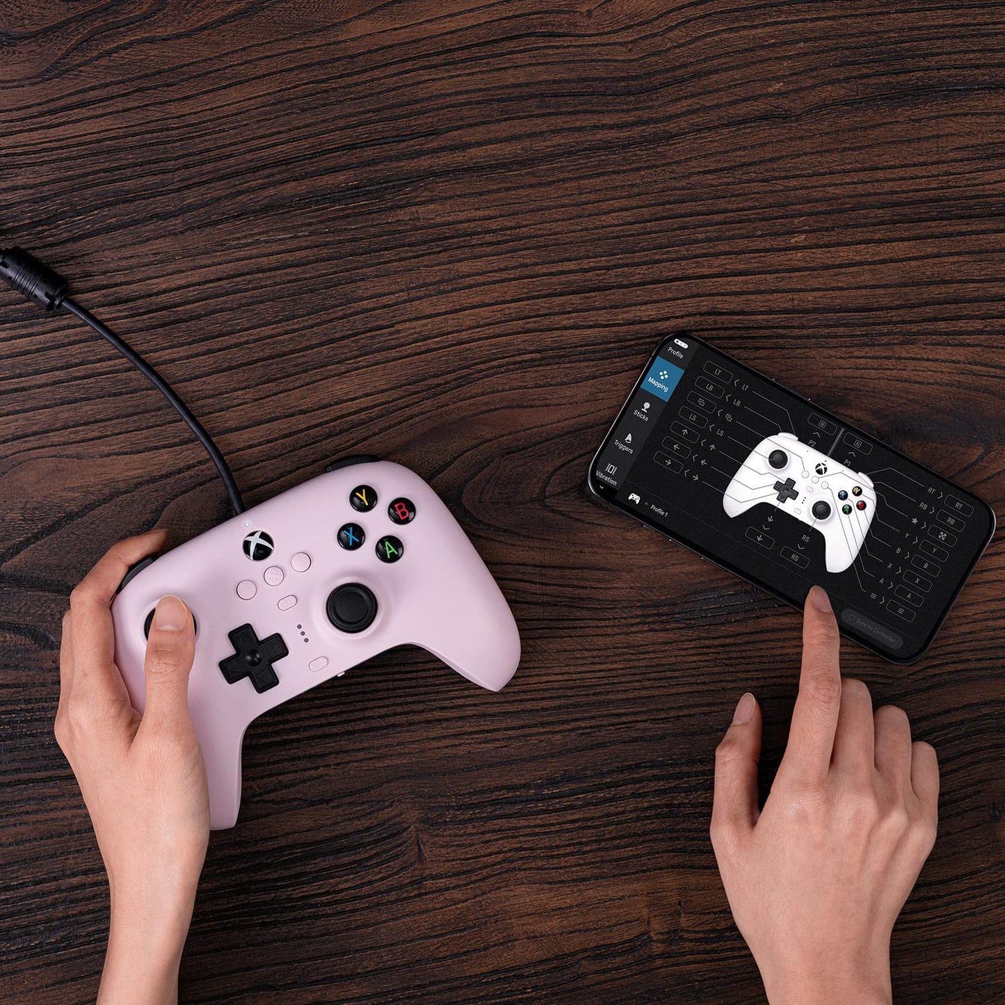 Mando con Cable 8Bitdo para Xbox y Windows Rosa Pastel Oficial