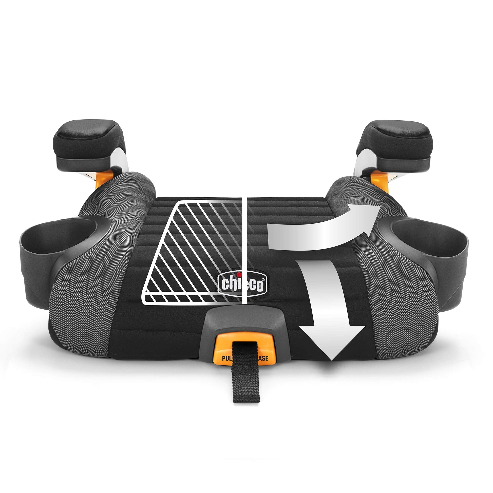 Chicco GoFit® Plus Asiento elevador sin respaldo con cierre y cierre de liberación rápida, asiento elevador de viaje para coche, asiento portátil de coche para niños de 40 a 100 libras. | Hierro/Negro