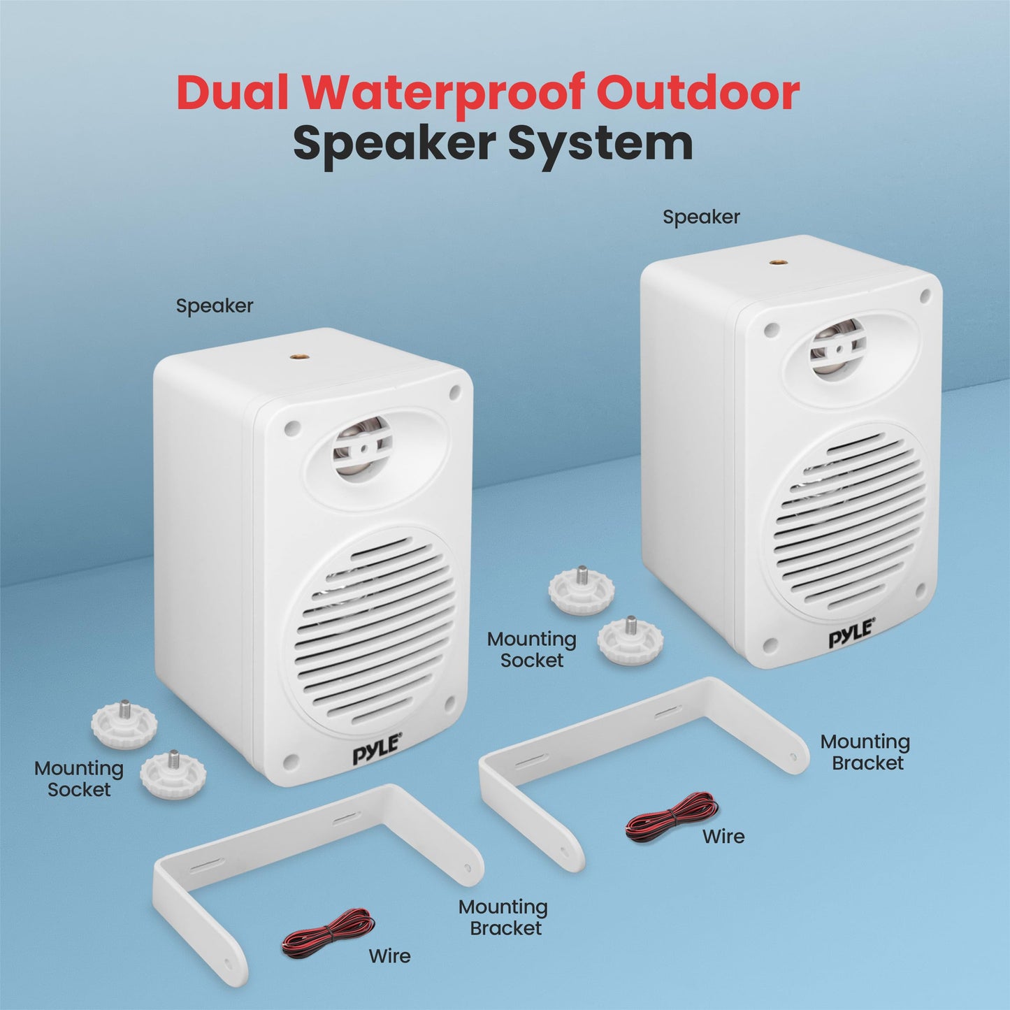 Pyle Par Altavoces Bluetooth de 200W para Interior y Exterior, Bocinas de 2 Vías Impermeables de 3.5” con Tweeter de Alto Cumplimiento de 1/2” Ideal Casa, Barco, Marino, Deck, Patio y Piscinas, Blanco