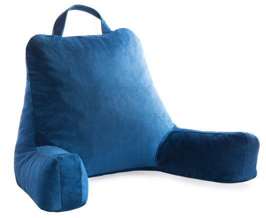 Linenspa - Almohada de Lectura con Memory Foam en Trozos - Cojín para Leer o Descansar - Soporte para Espalda - Para Niños o Adultos - Tamaño Estándar - Color Azul Marino