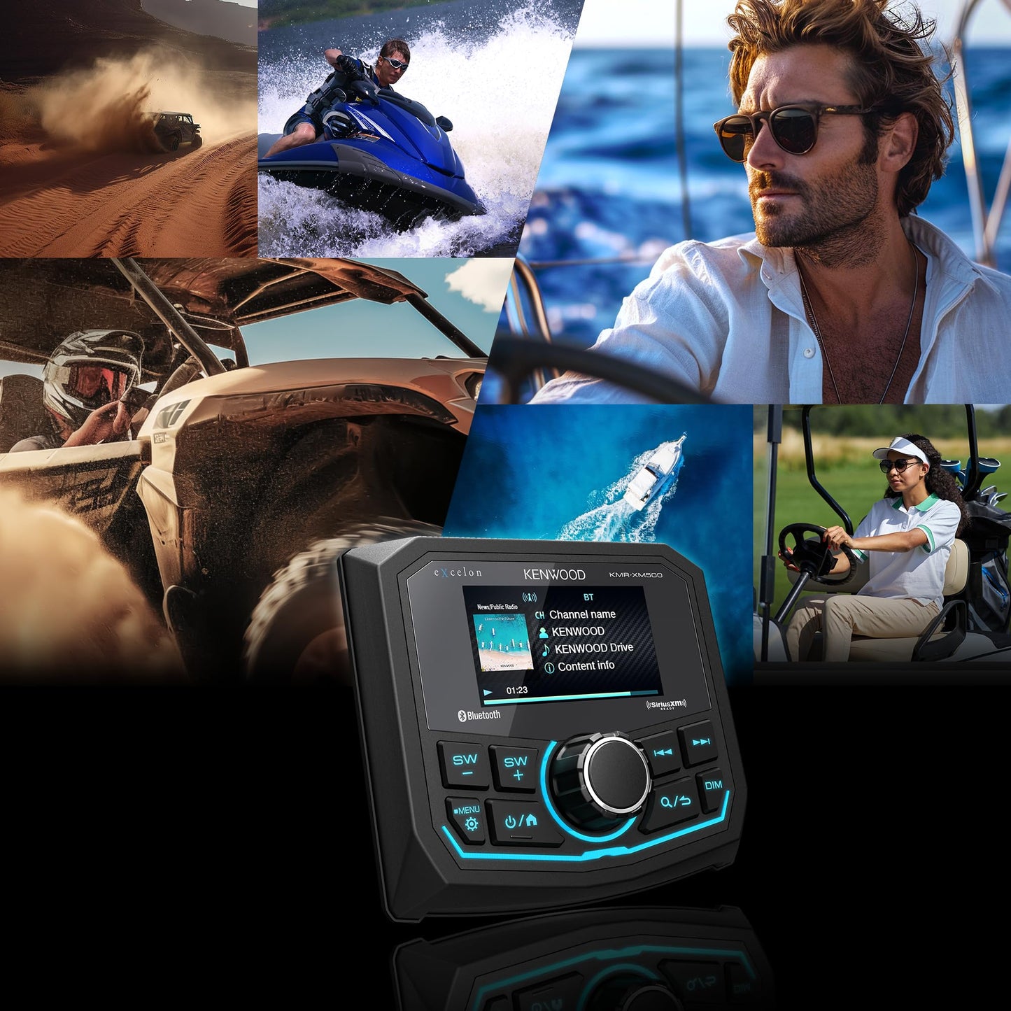 Kenwood KMR-XM500 eXcelon Marine & Motorsport Receptor de Medios Digitales Impermeable con Resistencia a la Corrosión y Bluetooth