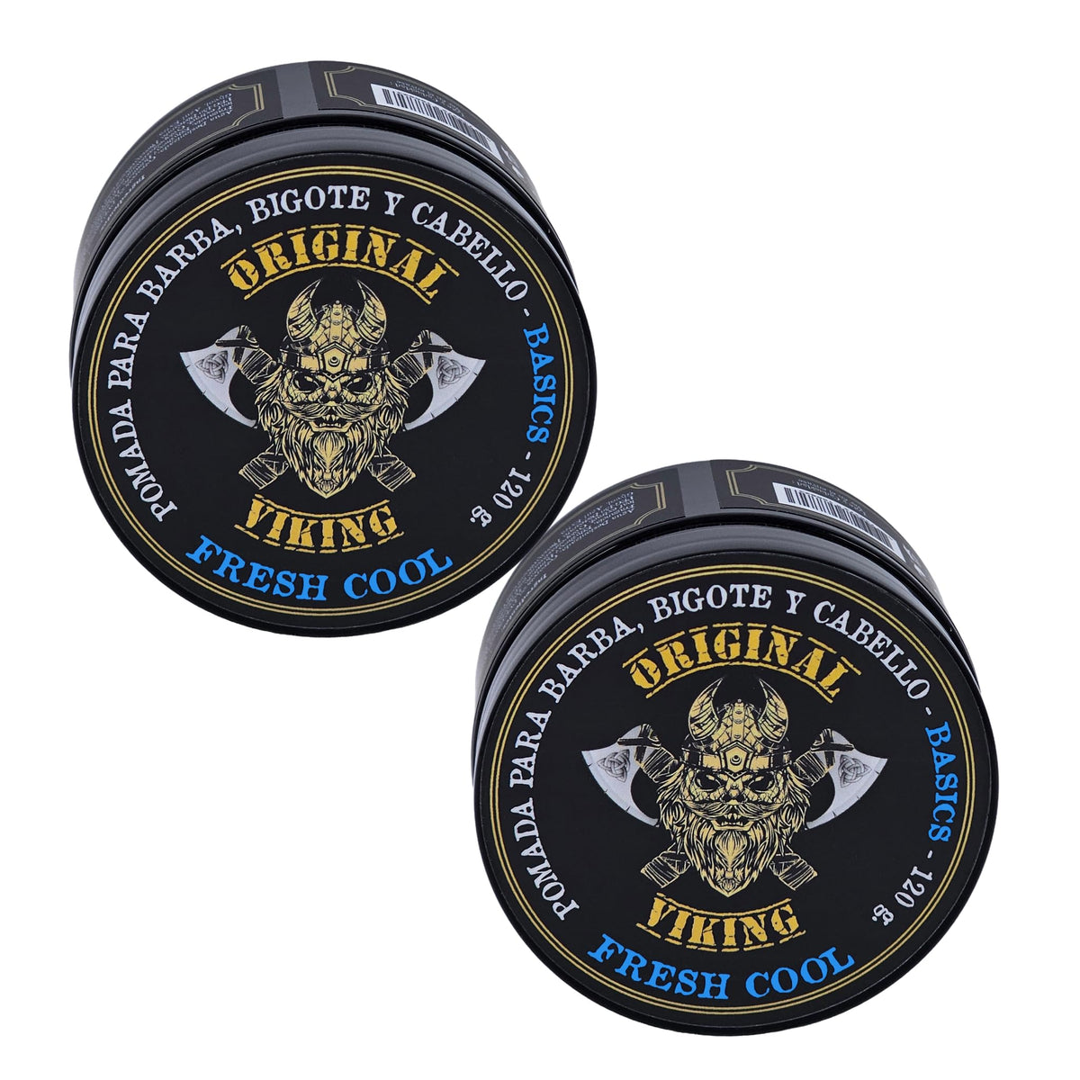 ORIGINAL VIKING Pomada Fresh Cool 2 Pack – Pomada para Cabello Hombre Fijación Media con Aroma Fresco a Menta | Modelado Preciso Larga Duración | Para Cabello y Barba | Vegano, Sin Parabenos, Base Agua | 2 x 120g (240g)