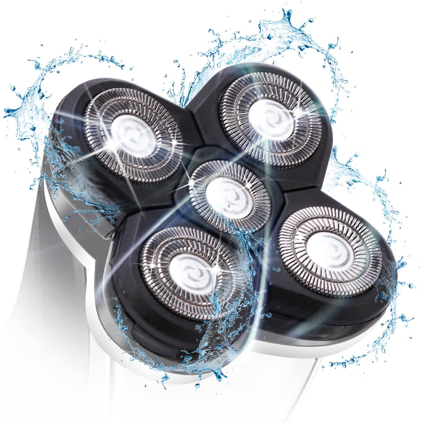 Cabezales de cuchilla de afeitar, 5 cabezales cortador de barba cuchilla de repuesto fácil de instalar, cabezal de afeitadora eléctrica para cabeza y cara, Negro