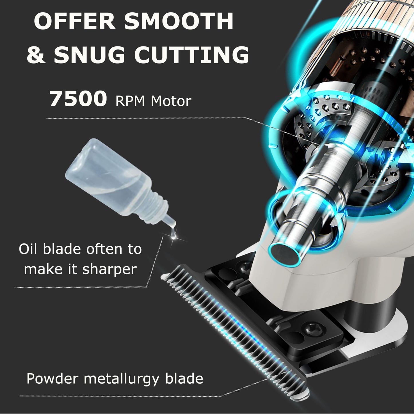 KEMEI PG2299 Cortadora de barba y pelo para hombres profesional, cortadora de pelo sin huecos para hombres, recortadora inalámbrica para peluqueros, gris