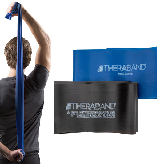 Juego de Bandas de Resistencia TheraBand Azul y Negro sin Látex para Ejercicios
