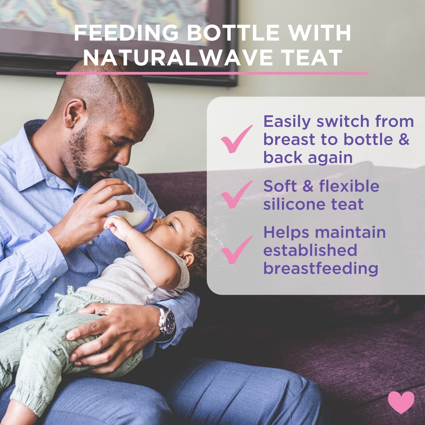 Lansinoh Momma Biberón de Alimentación con Tetina NaturalWave (240 ml, Paquete de 2)