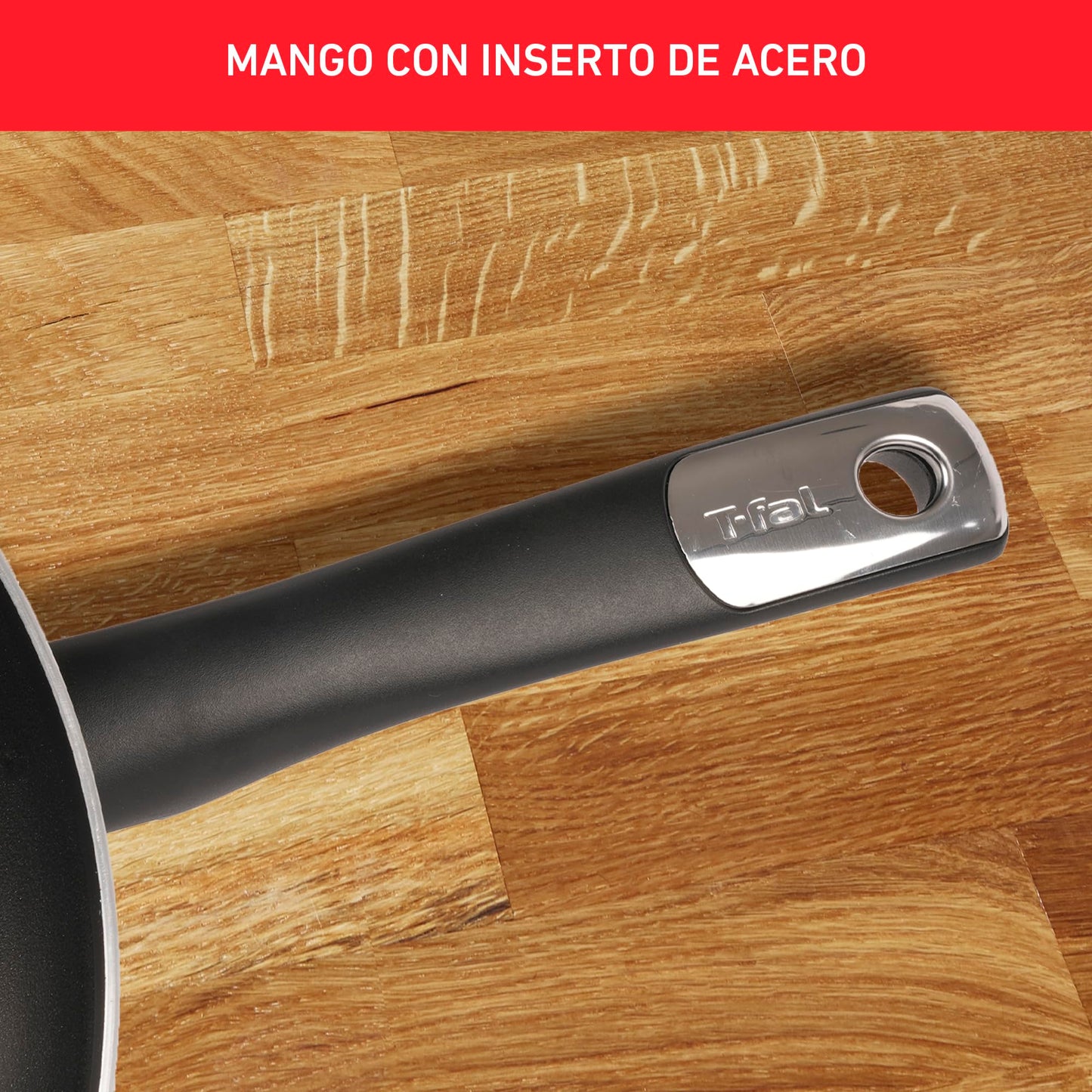 Sartén T-fal Negro Hard Titanium Plus con Antiadherente Titanium 2X y Tecnología Thermo Señal 30 cm