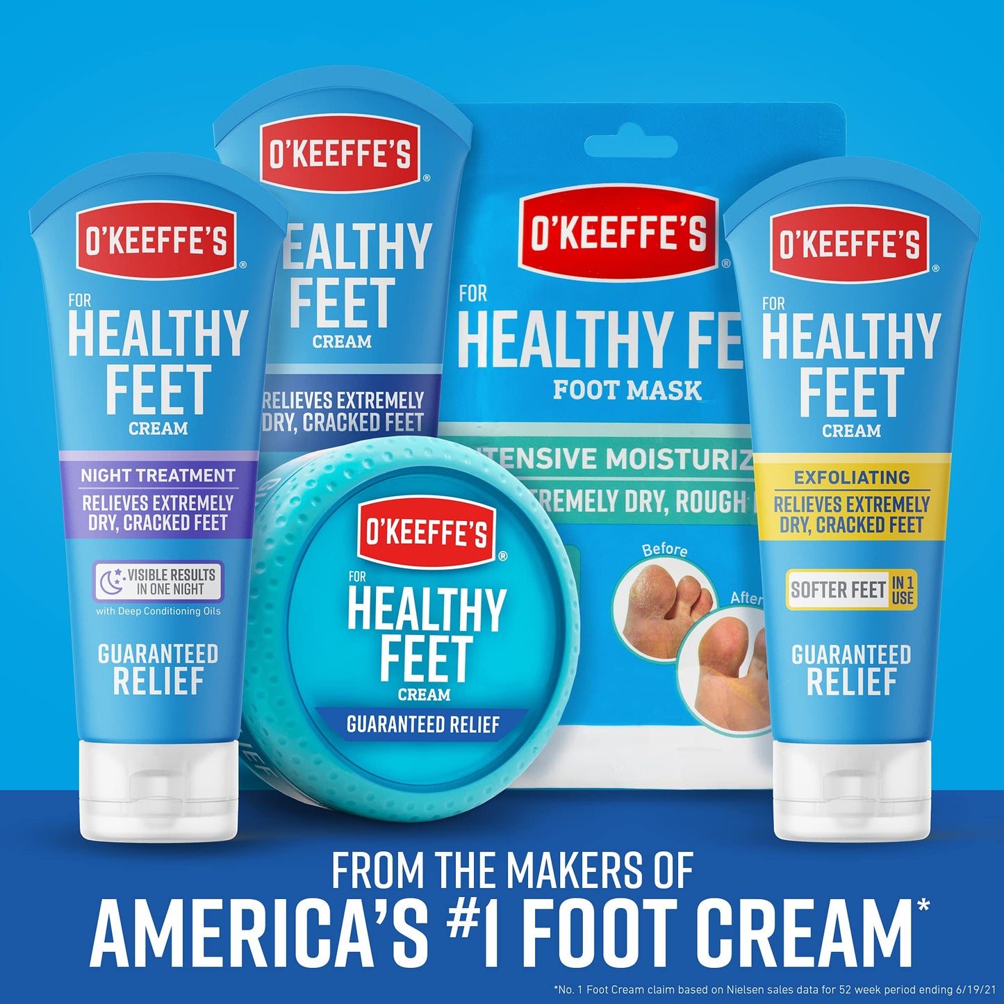 Crema de pies O'Keeffe's para pies saludables, Paquete-de-5, Azul