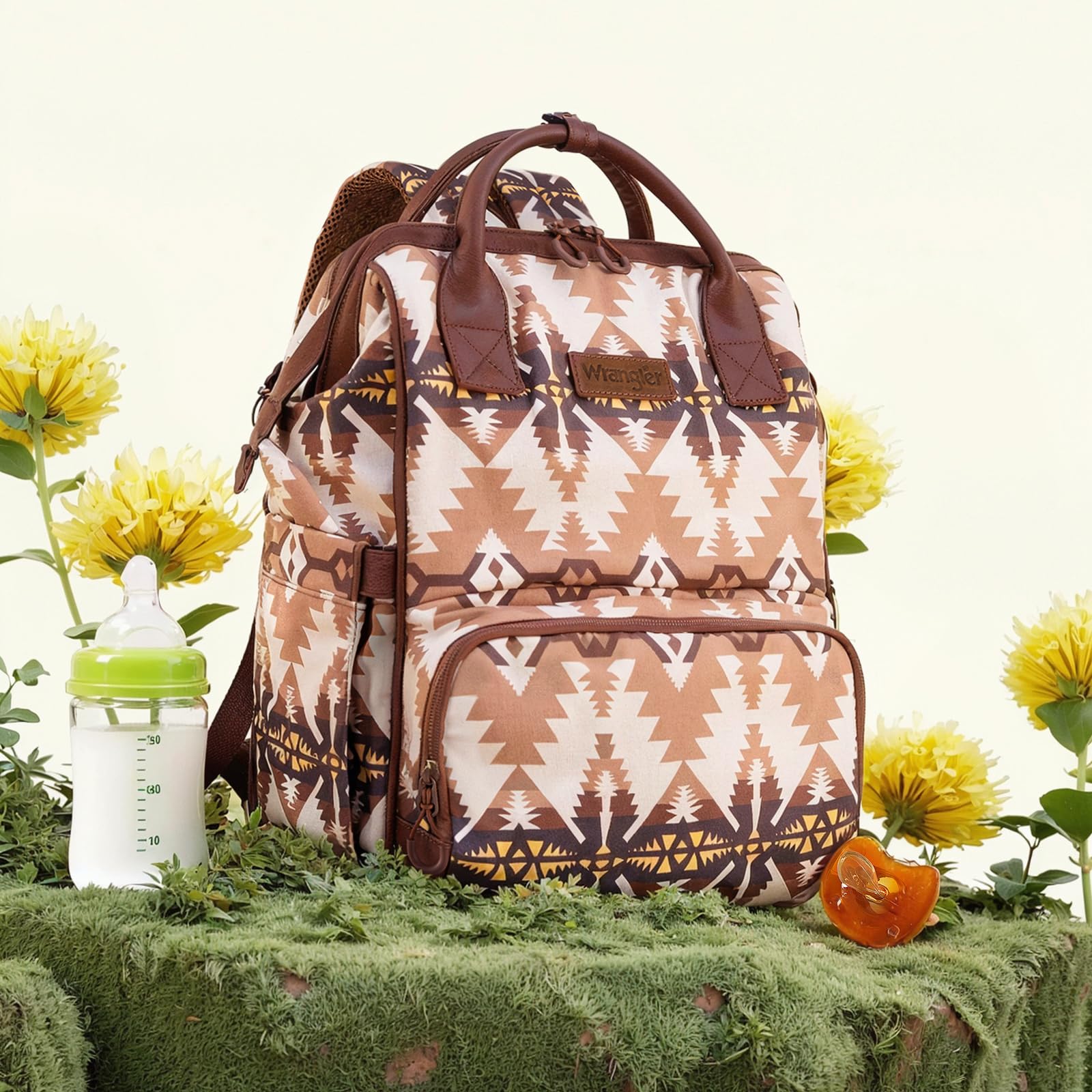 Montana West Wrangler Bolsa de pañales Mochila Western Bolsa de bebé, Aztec-beige