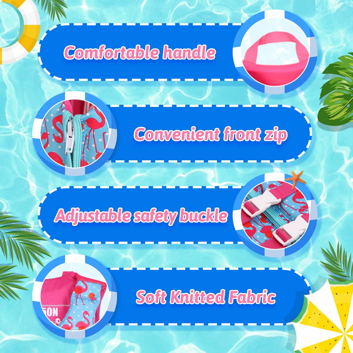 Bafeil - Chaleco de natación para niños pequeños con correa de seguridad ajustable, adecuado para 1-9 años/22-50 libras