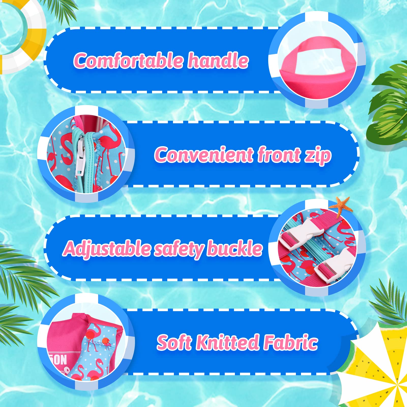 Bafeil - Chaleco de natación para niños pequeños con correa de seguridad ajustable, adecuado para 1-9 años/22-50 libras
