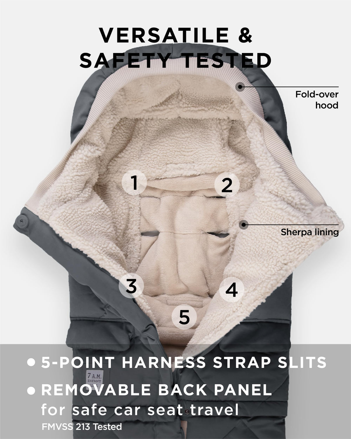 Manta Ajustable 7AM Enfant Invierno Unisex Multiusos Forro Polar Cálido Con Capucha Repelente al Agua Para Asiento de Coche de Bebé