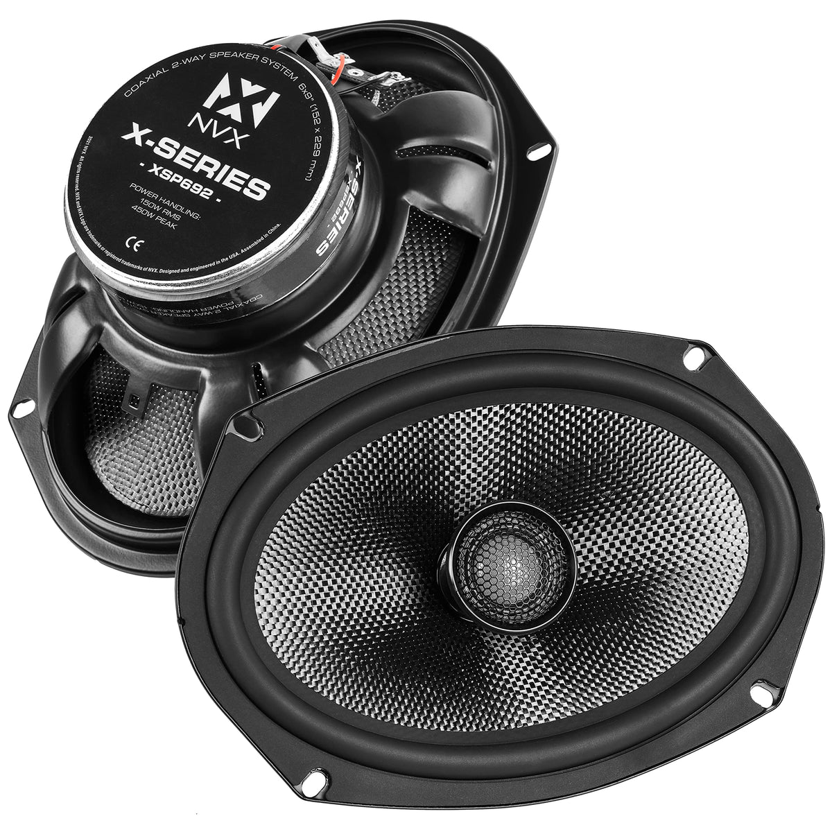 Bocinas para Auto NVX XSP692 6x9 Negras con Tweeters de Domo de Seda de 1 Pulgada Coaxiales de 2 Vías para Coche o Camión