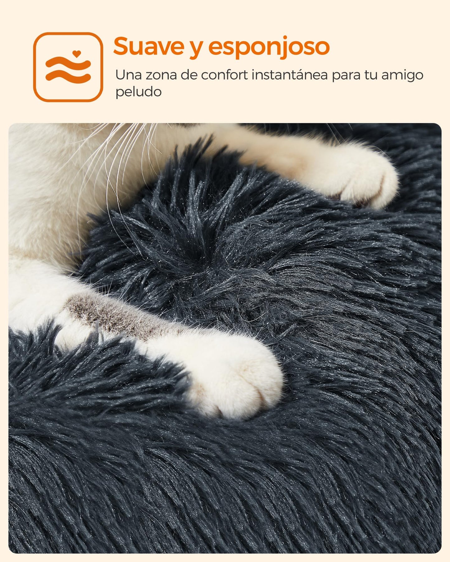 Cama para Mascotas Feandrea Gris Oscuro con Cojín Extraíble y Lavable