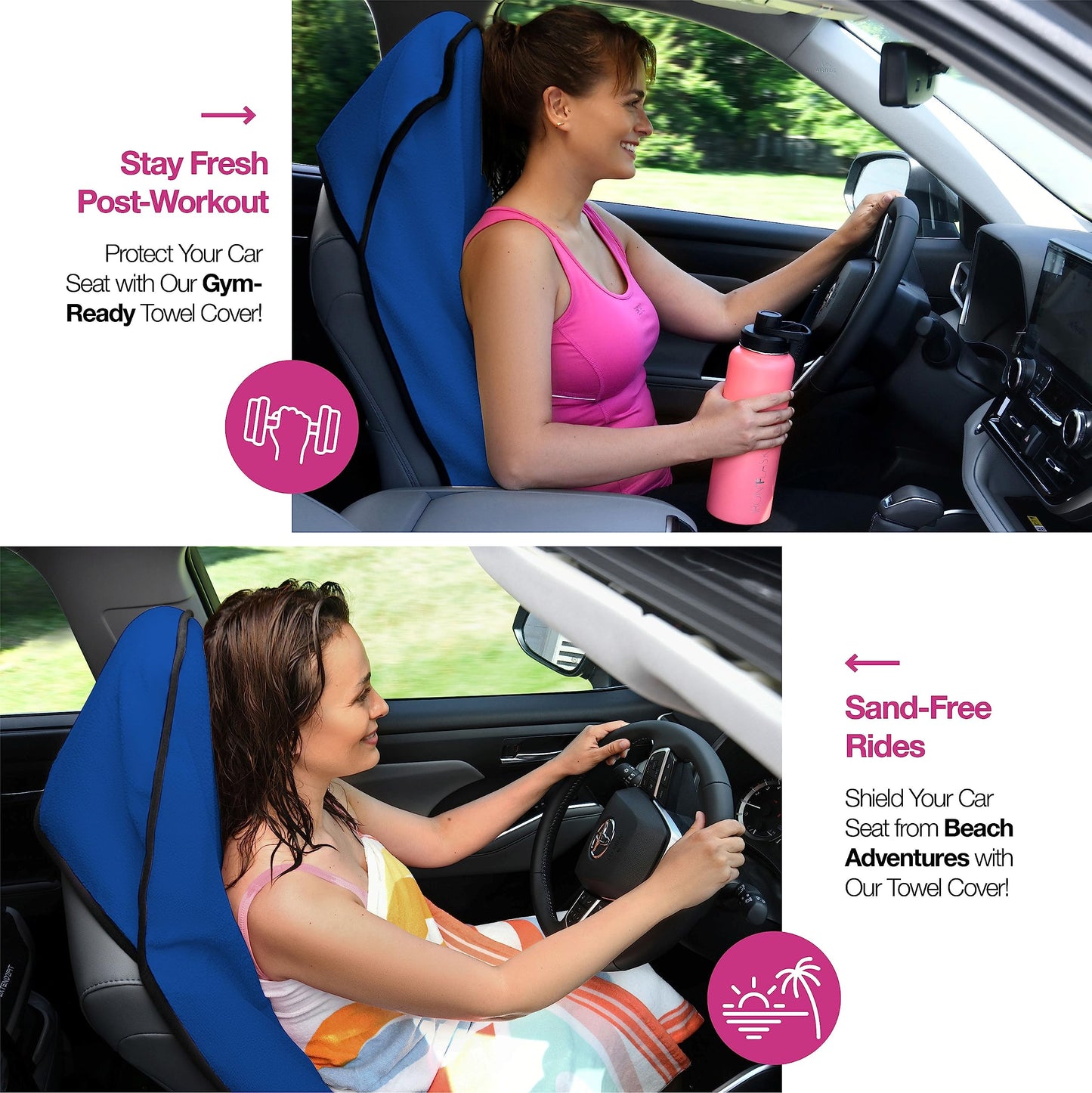 lebogner Funda de Toalla para Asiento de Automóvil para Después Del Entrenamiento En El Gimnasio, Correr, Nadar Y Caminar, Protector de Asiento de Cubo de Sudoración Impermeable, Antideslizante Y de A