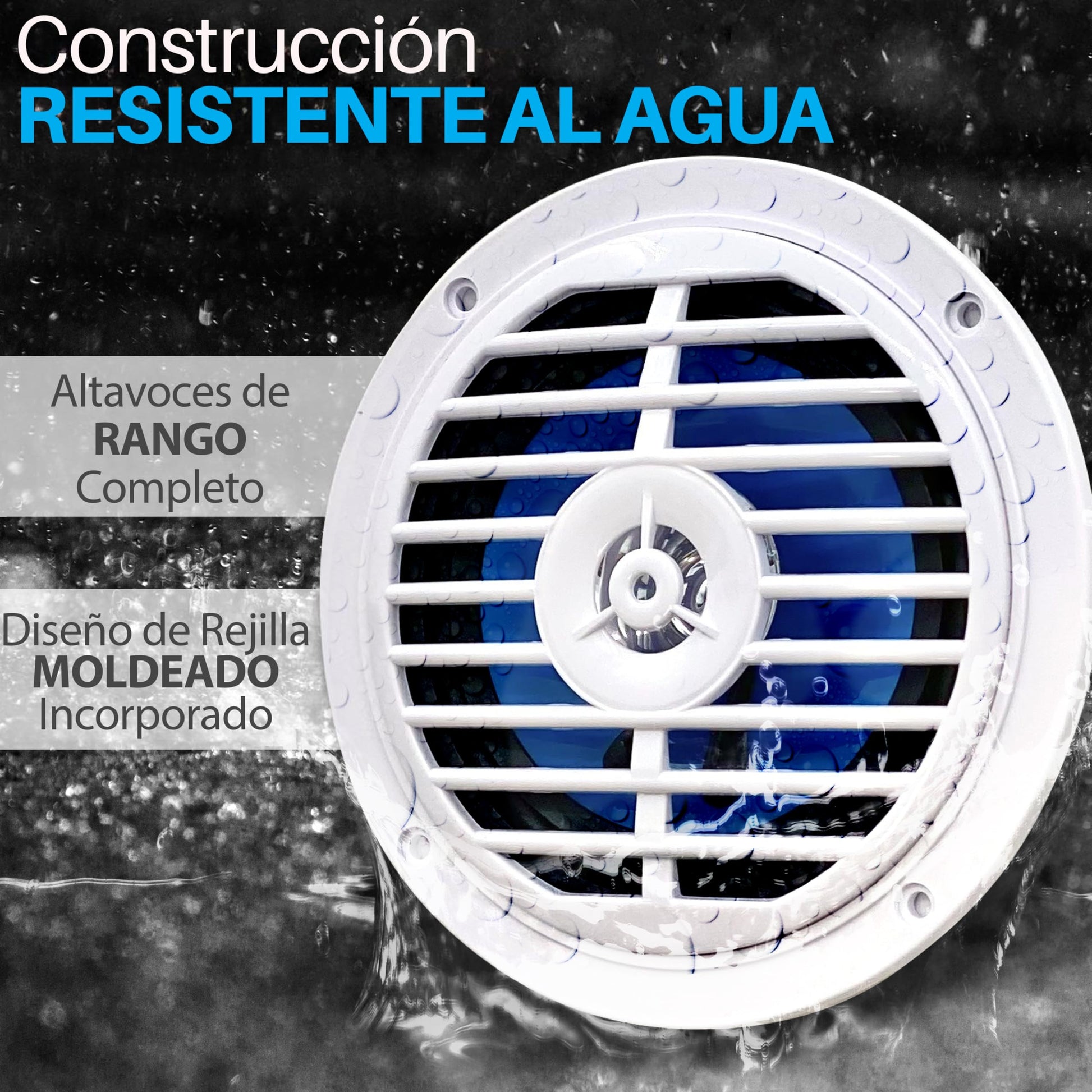 Pyle Bocinas Marinas 5.25 Pulgadas 100 Vatios, 2 Vías, Altavoces para Exteriores, Impermeables y Resistentes, Cono Policarbonato, Borde de Tela, 1 Par