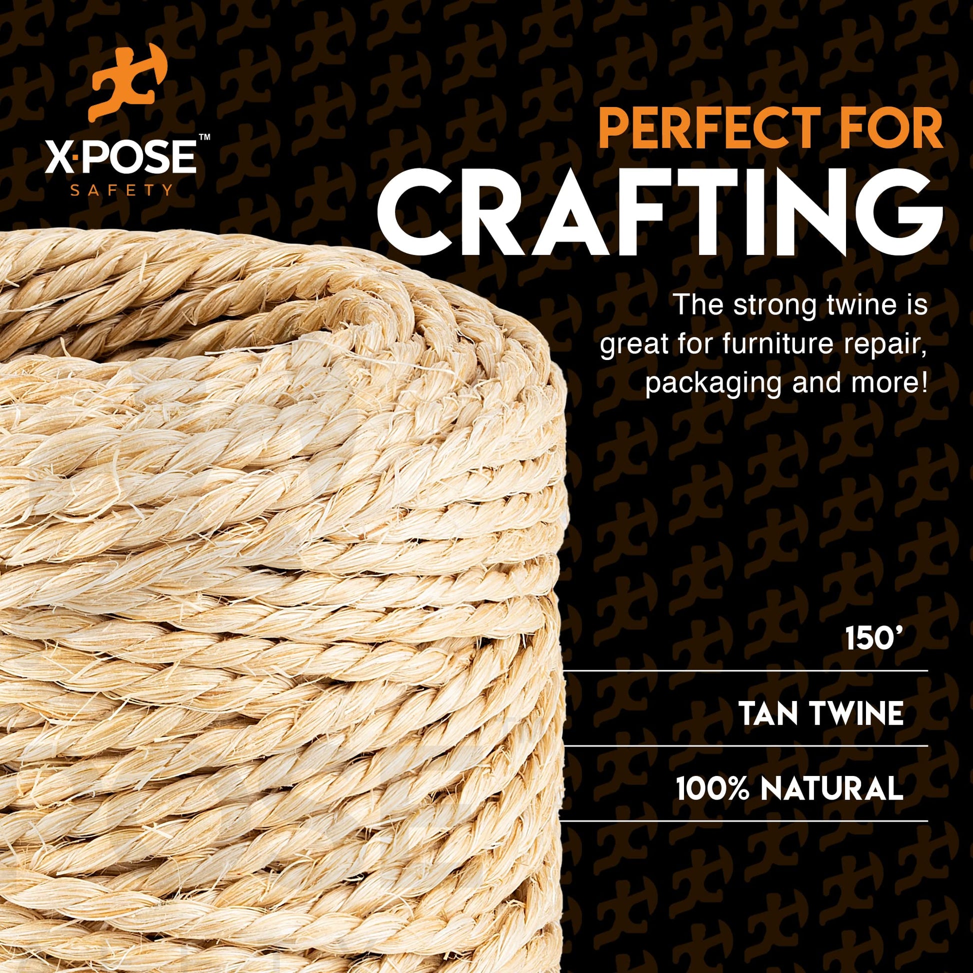 Cuerda de sisal – Cuerda de fibra natural fina de 2 capas de 150 pies en carrete – Poste rascador de gato, cuerda para rascador de gatos, piezas de repuesto para árbol de gato, juguete para mascotas