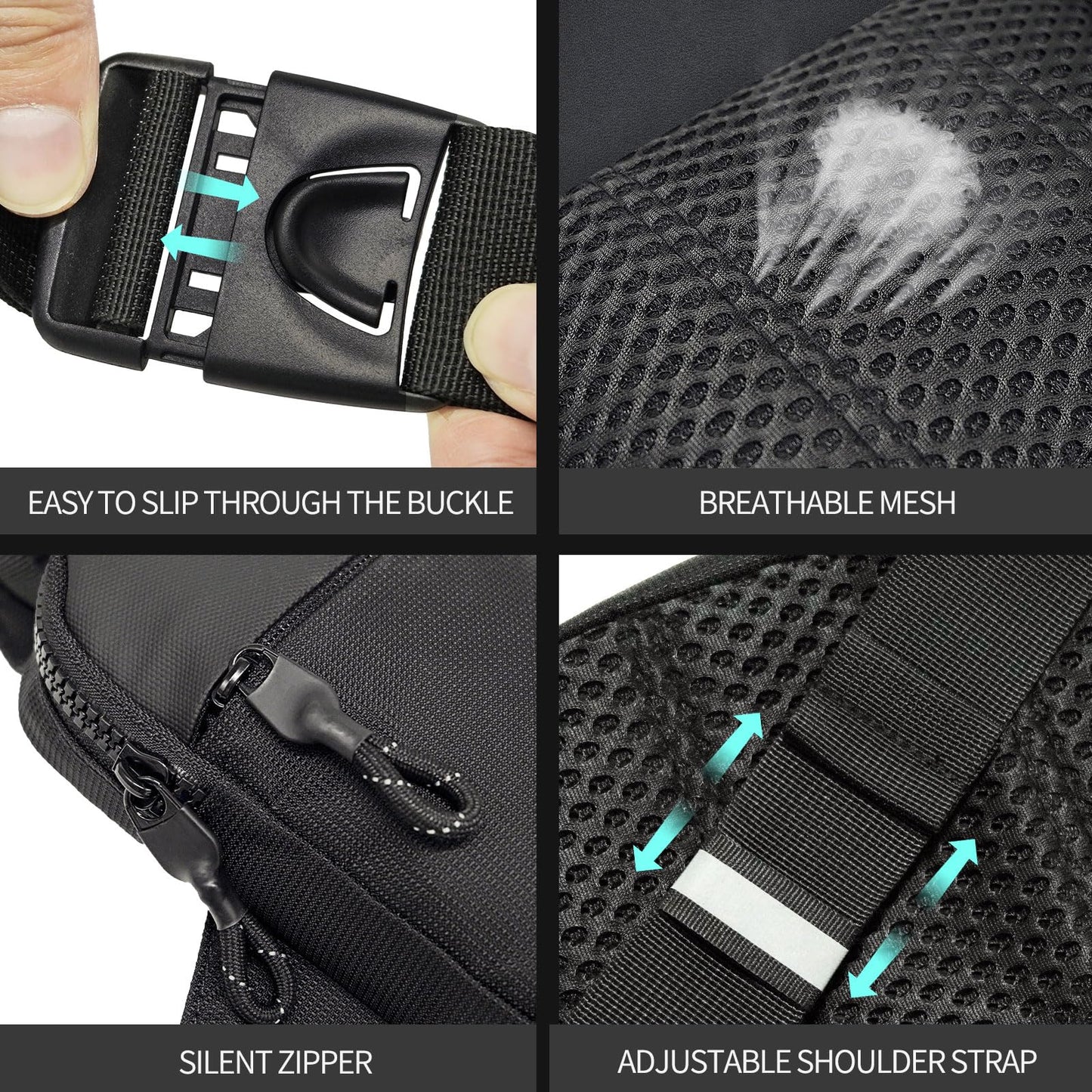 LKEX - Mini bolso bandolera para hombre, pequeño, para mujer, riñoneras, casual, personal, mochila, para el pecho del teléfono, Negro-mini(largo x ancho x alto = 13 x 3 x 19 cm), Pequeño, Mochilas