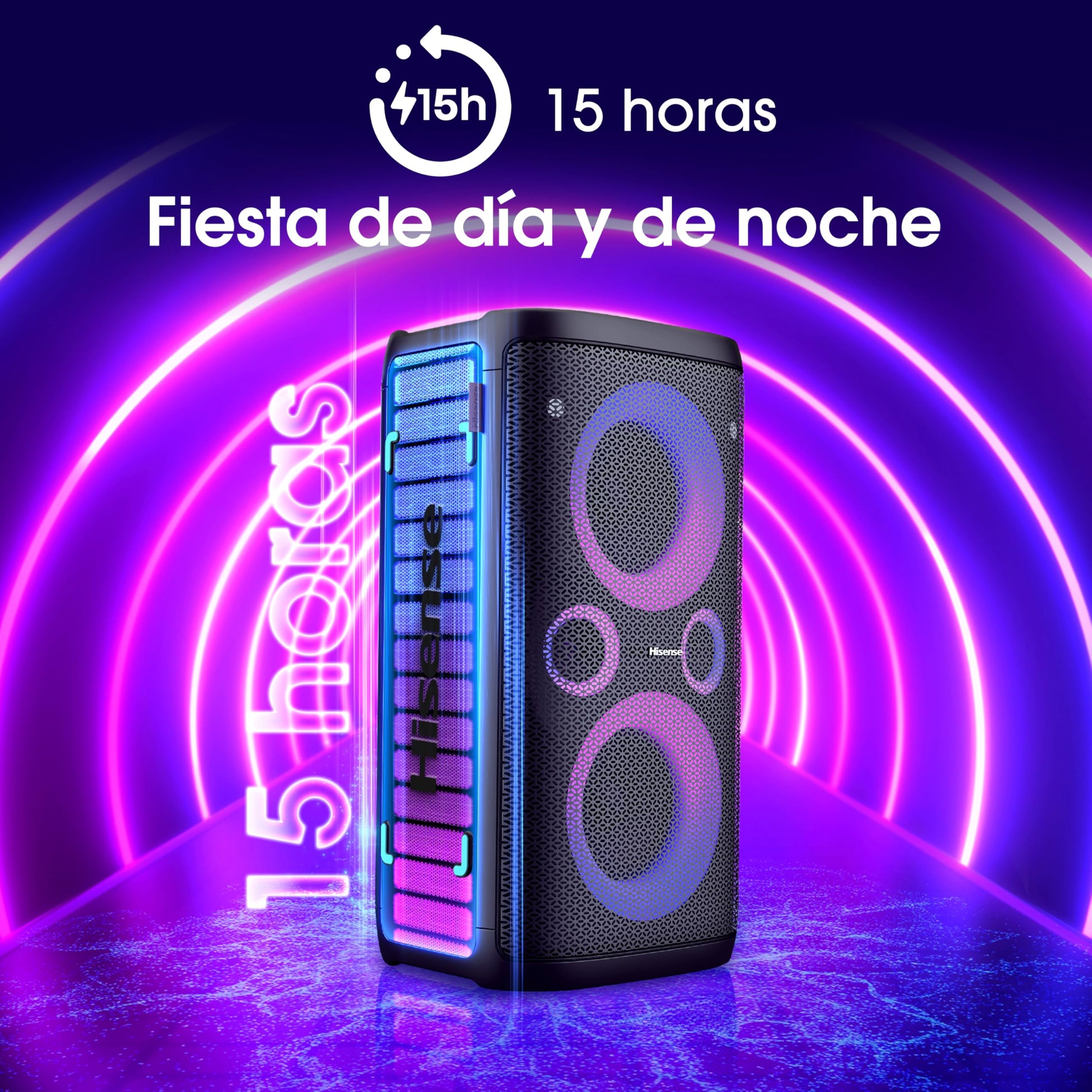 Hisense Party Rocker One,Ultimate - Altavoz inalámbrico para Fiesta Exterior e Interior con subwoofer, 2.0 CH, 300 W, IPX4 Impermeable, batería de Larga duración, Bluetooth5.0, Modo DJ y Karaoke